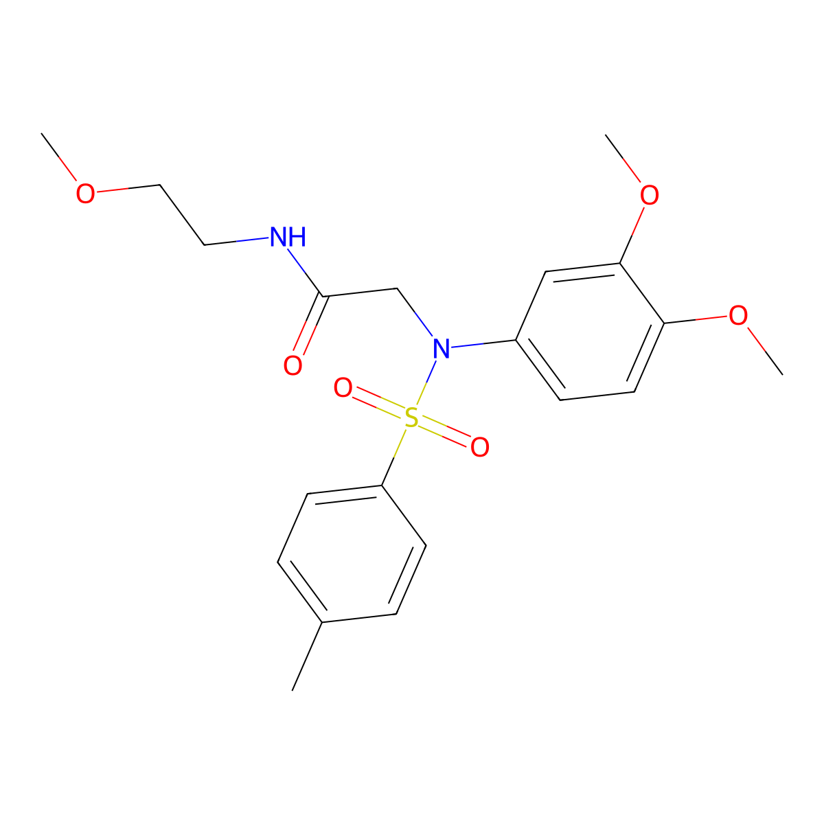 2-(3,4-dimethoxy-N-(4-methylphenyl)sulfonylanilino)-N-(2-methoxyethyl)acetamide molecular structure, CAS 358362-00-2