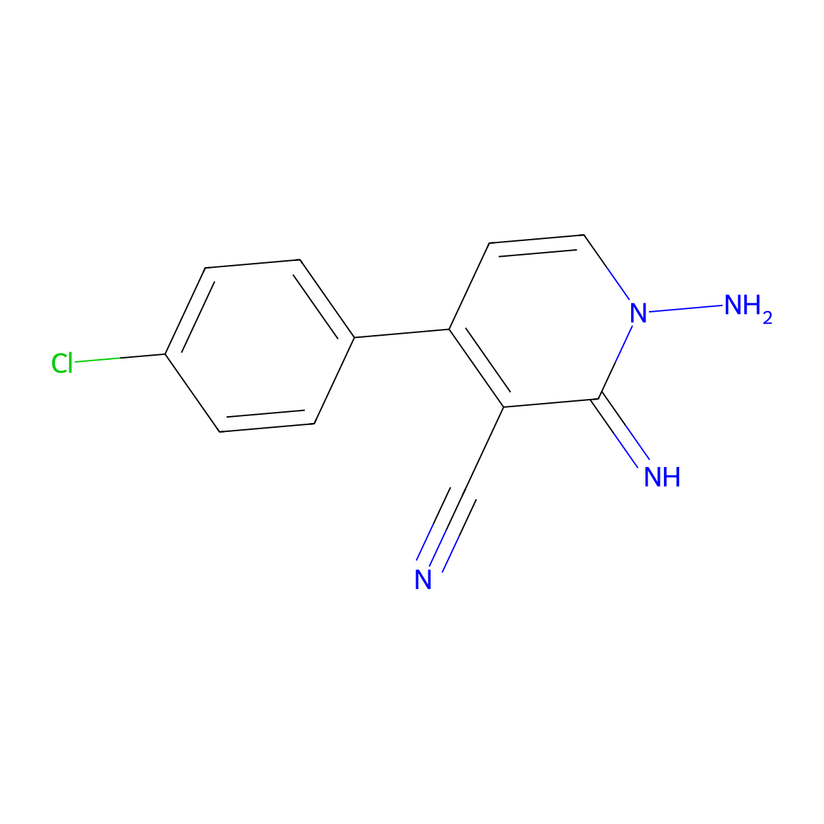 1-Amino-4-(4-chlorophenyl)-2-imino-1,2-dihydro-3-pyridinecarbonitrile molecular structure, CAS 358366-87-7