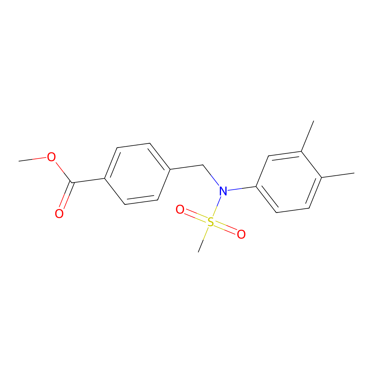 Methyl 4-([(3,4-dimethylphenyl)(methylsulfonyl)amino]methyl)benzoate molecular structure, CAS 358377-75-0
