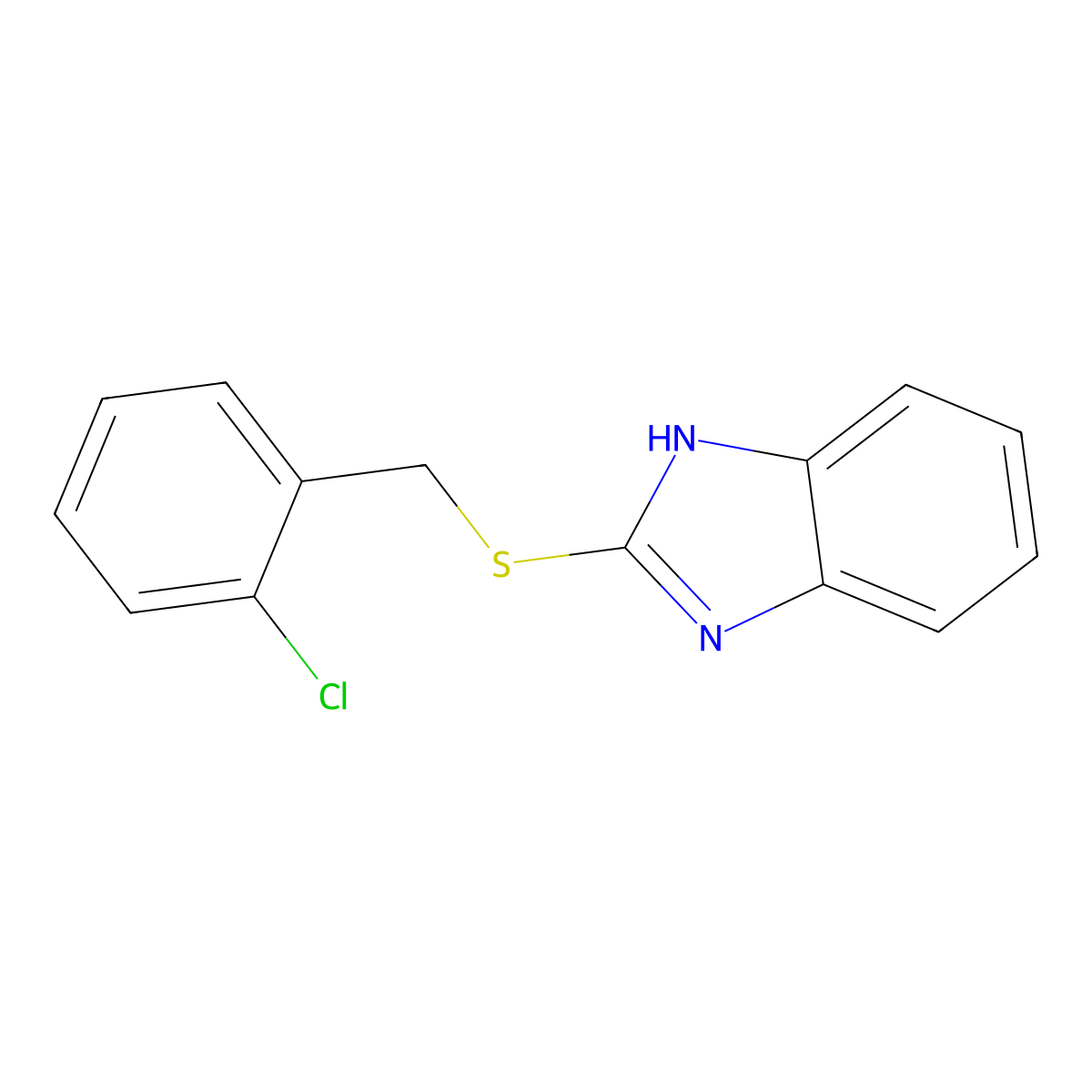 2-{[(2-chlorophenyl)methyl]sulfanyl}-1H-1,3-benzodiazole molecular structure, CAS 35838-26-7