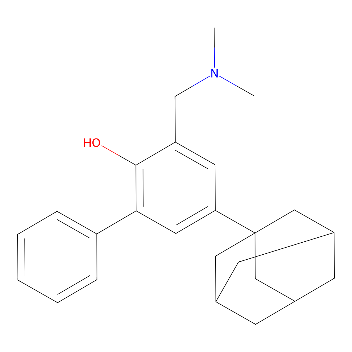 5-(1-Adamantyl)-3-((dimethylamino)methyl)(1,1'-biphenyl)-2-ol molecular structure, CAS 35839-44-2