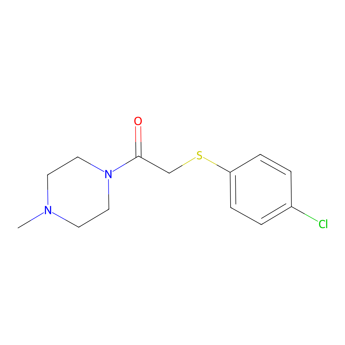 2-(4-Chlorophenyl)sulfanyl-1-(4-methylpiperazin-1-yl)ethanone molecular structure, CAS 358392-93-5