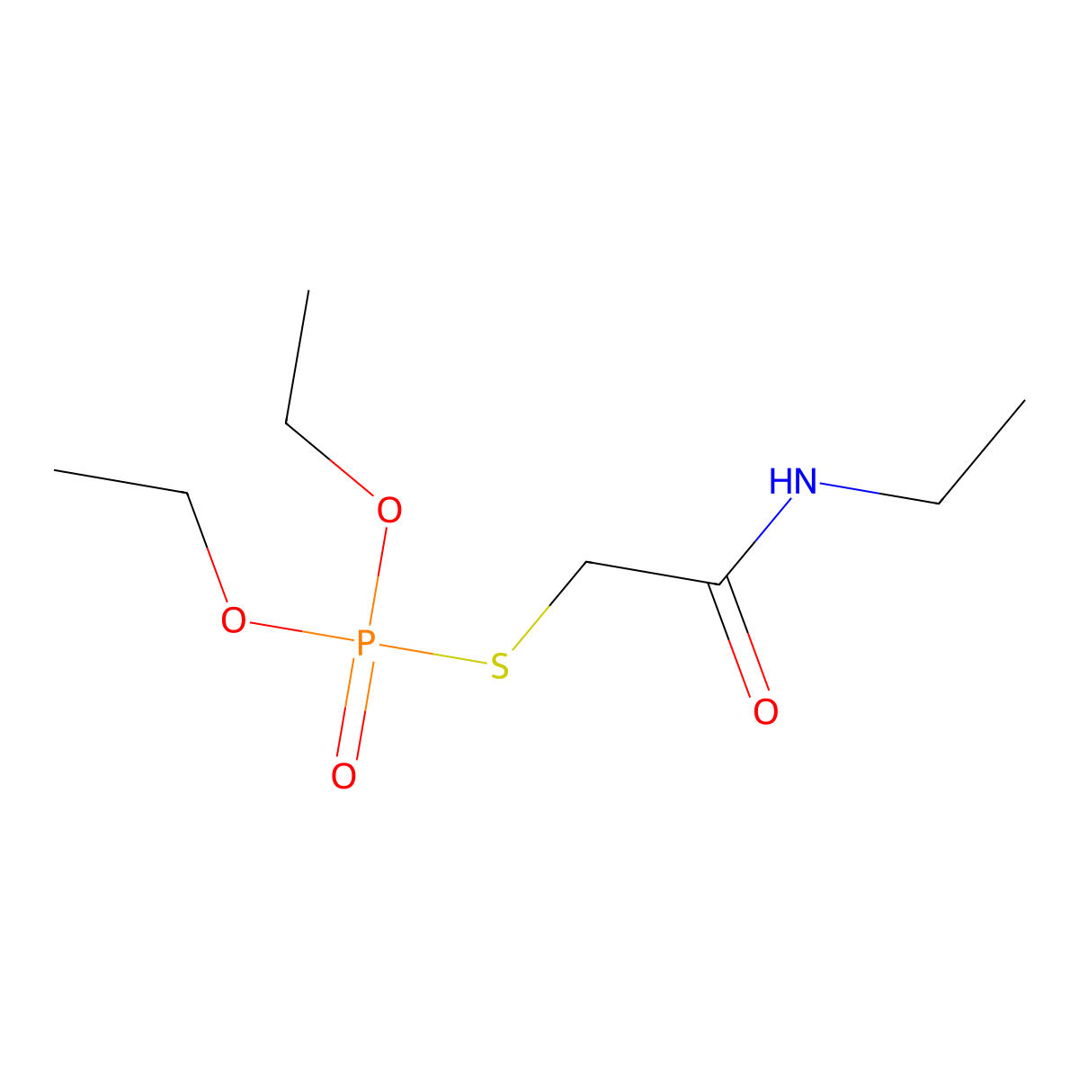 Phosphorothioic acid, O,O-diethyl S-(2-(ethylamino)-2-oxoethyl) ester molecular structure, CAS 35842-07-0