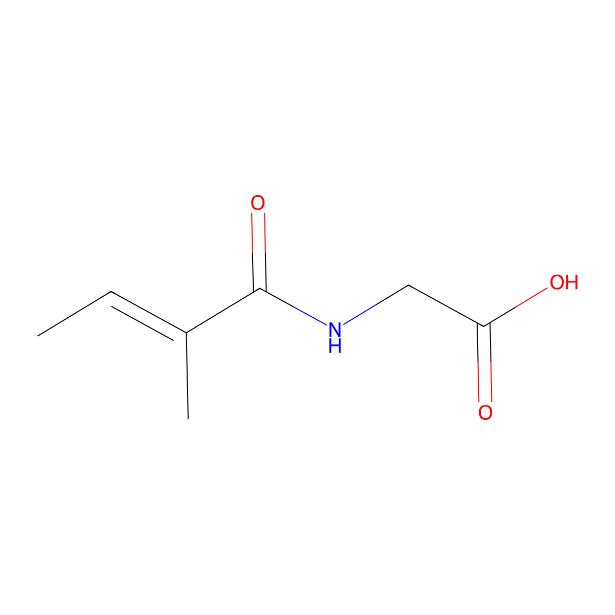 Tiglylglycine molecular structure, CAS 35842-45-6