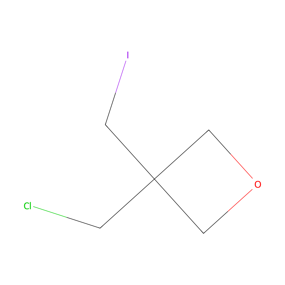 Oxetane, 3-(chloromethyl)-3-(iodomethyl)- molecular structure, CAS 35842-61-6