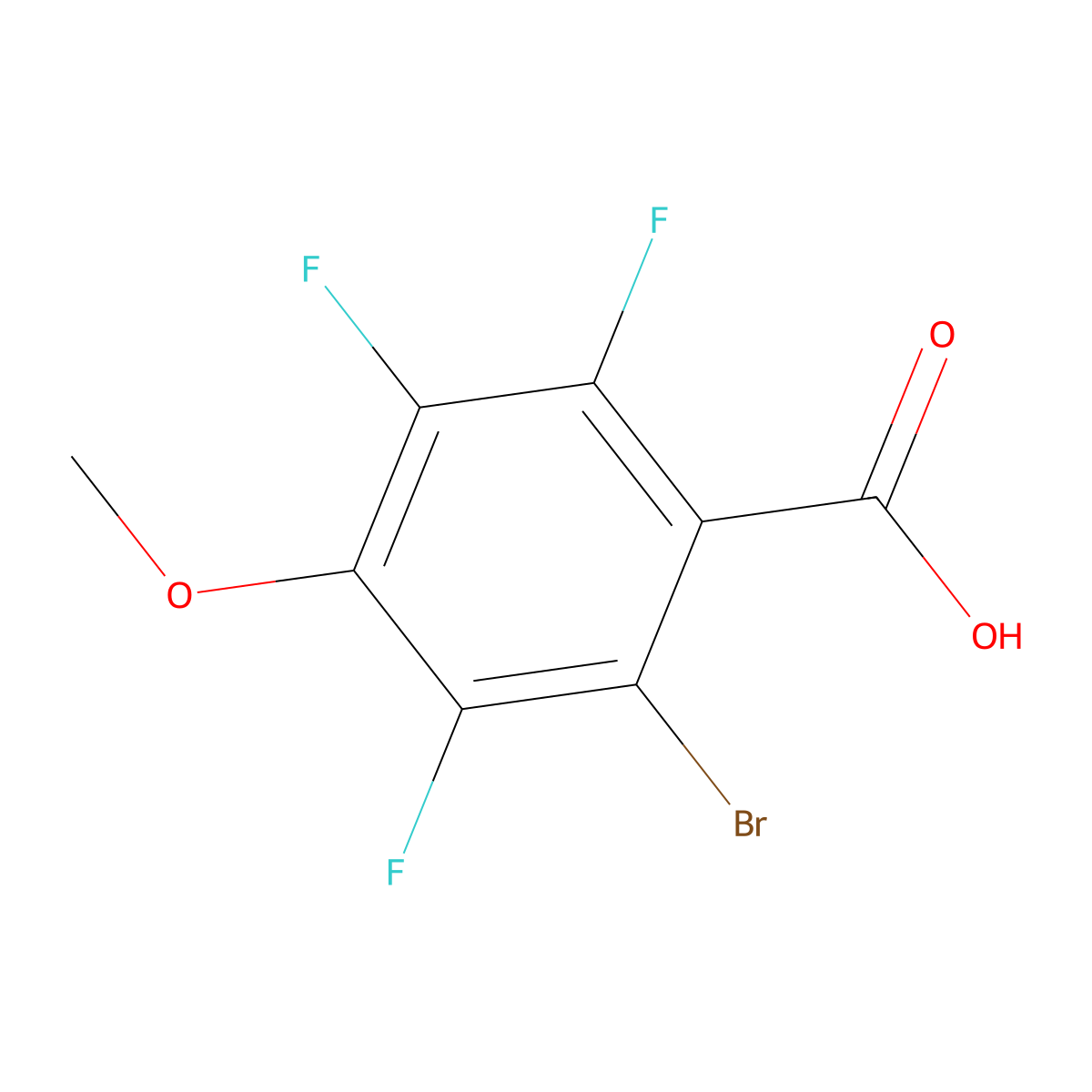 2-Bromo-3,5,6-trifluoro-4-methoxybenzoic acid molecular structure, CAS 35844-14-5