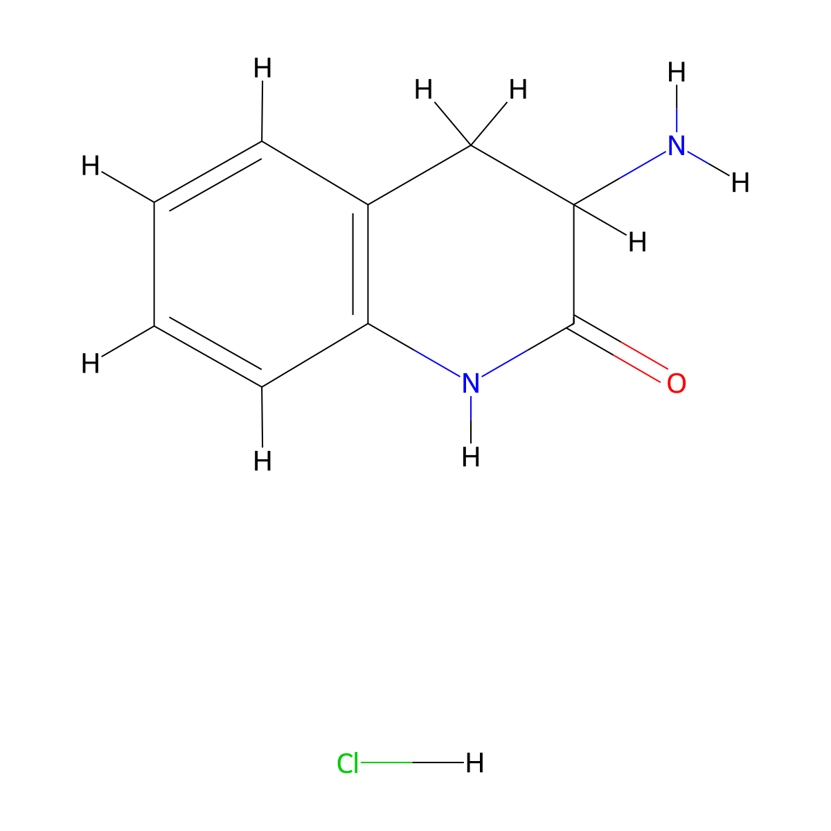 3-Amino-3,4-dihydroquinolin-2(1H)-one--hydrogen chloride (1/1) molecular structure, CAS 35849-31-1