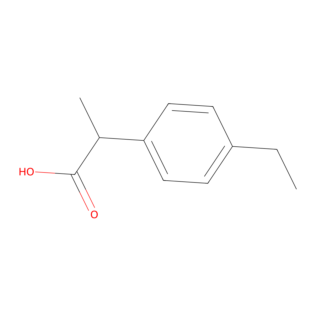 2-(4-Ethylphenyl)propionic acid molecular structure, CAS 3585-52-2