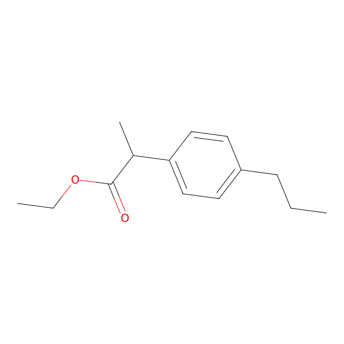 Ethyl alpha-methyl-4-propylbenzeneacetate molecular structure, CAS 3585-62-4