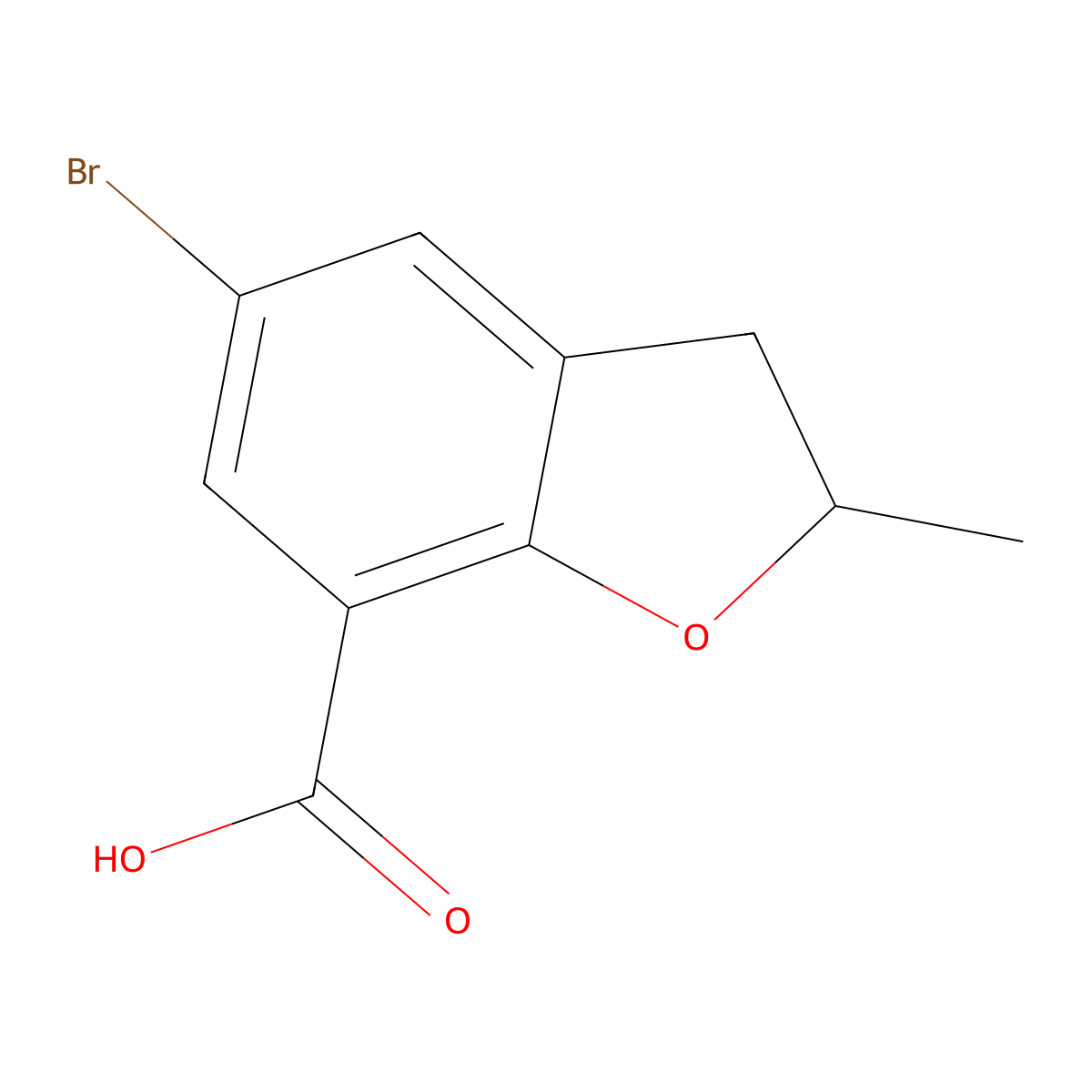 5-Bromo-2-methyl-2,3-dihydrobenzofuran-7-carboxylic acid molecular structure, CAS 35850-08-9