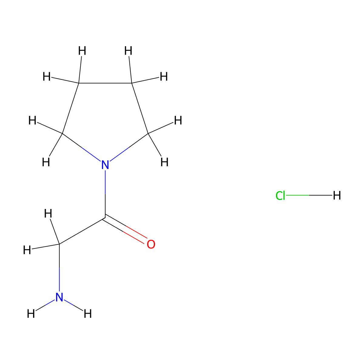 2-Amino-1-(pyrrolidin-1-yl)ethan-1-one hydrochloride molecular structure, CAS 35855-14-2