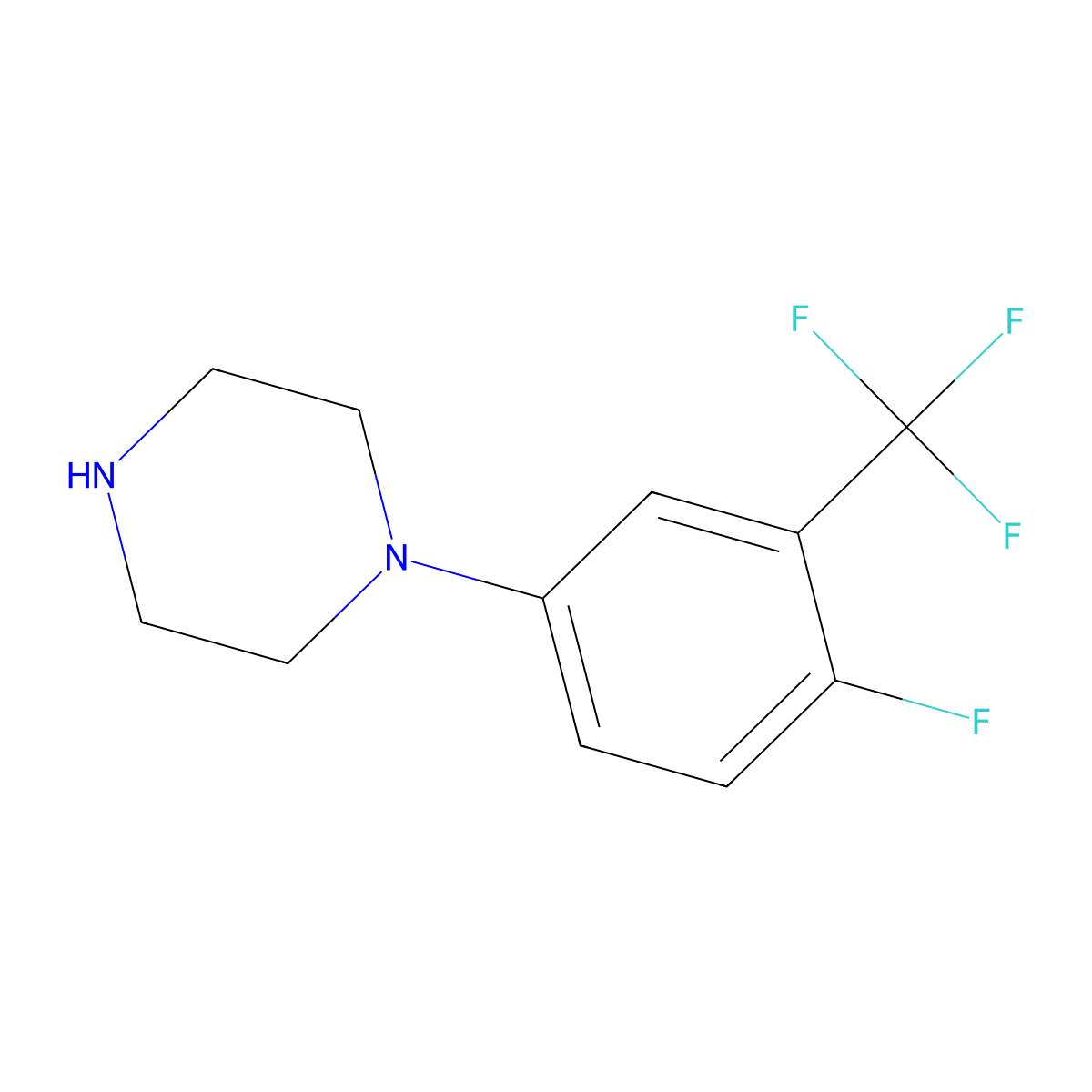 Piperazine, 1-[4-fluoro-3-(trifluoromethyl)phenyl]- molecular structure, CAS 35857-29-5