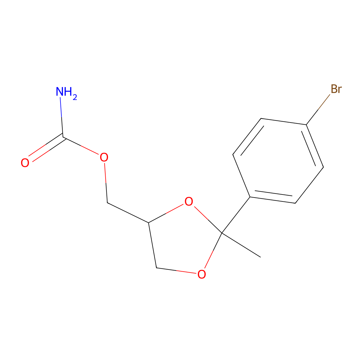 1,3-Dioxolane-4-methanol, 2-(p-bromophenyl)-2-methyl-, carbamate molecular structure, CAS 35858-26-5
