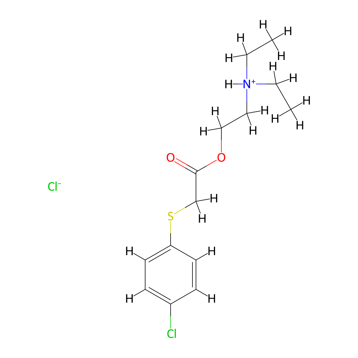 Acetic acid, ((p-chlorophenyl)thio)-, 2-(diethylamino)ethyl ester, hydrochloride molecular structure, CAS 35859-44-0