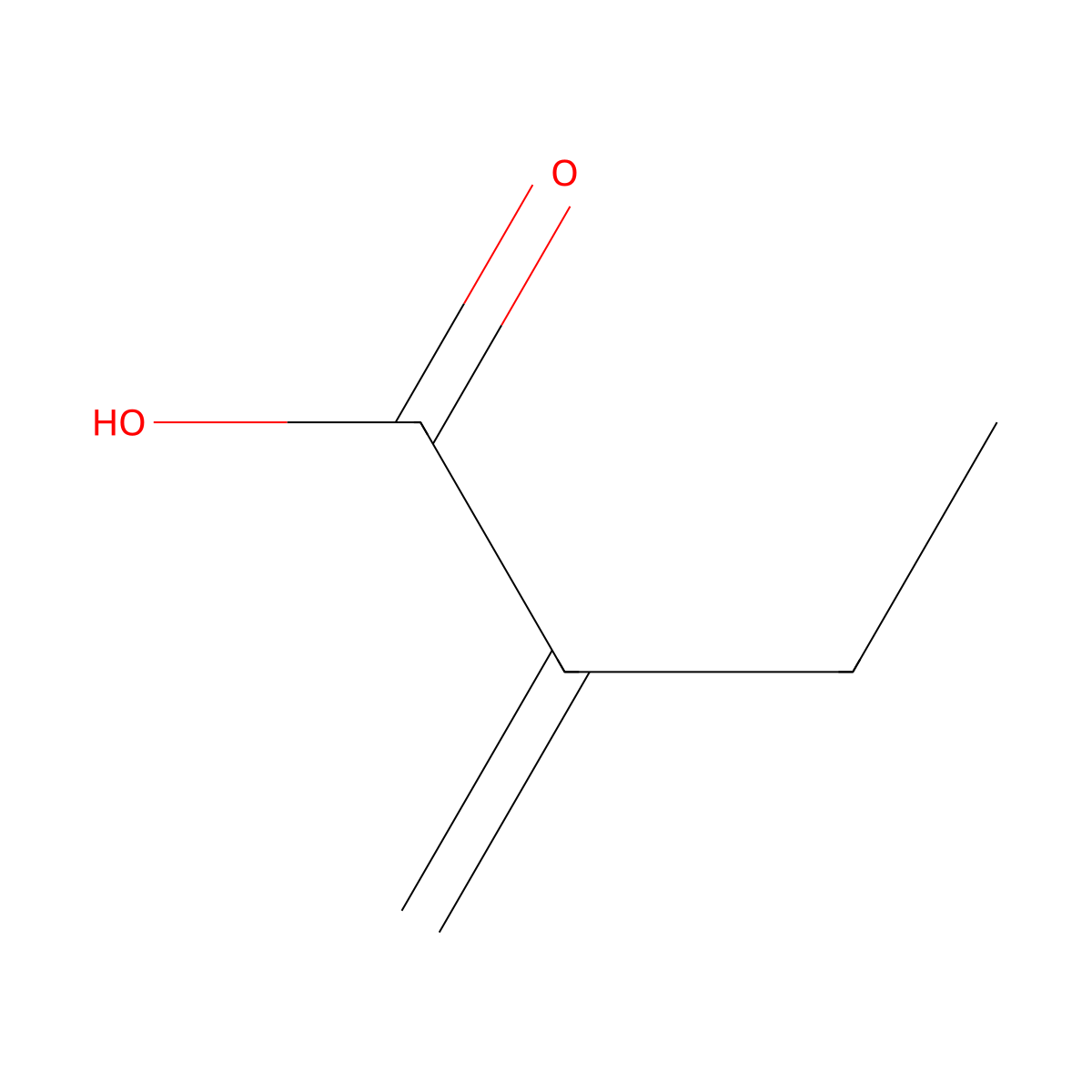 2-Ethylacrylic acid molecular structure, CAS 3586-58-1