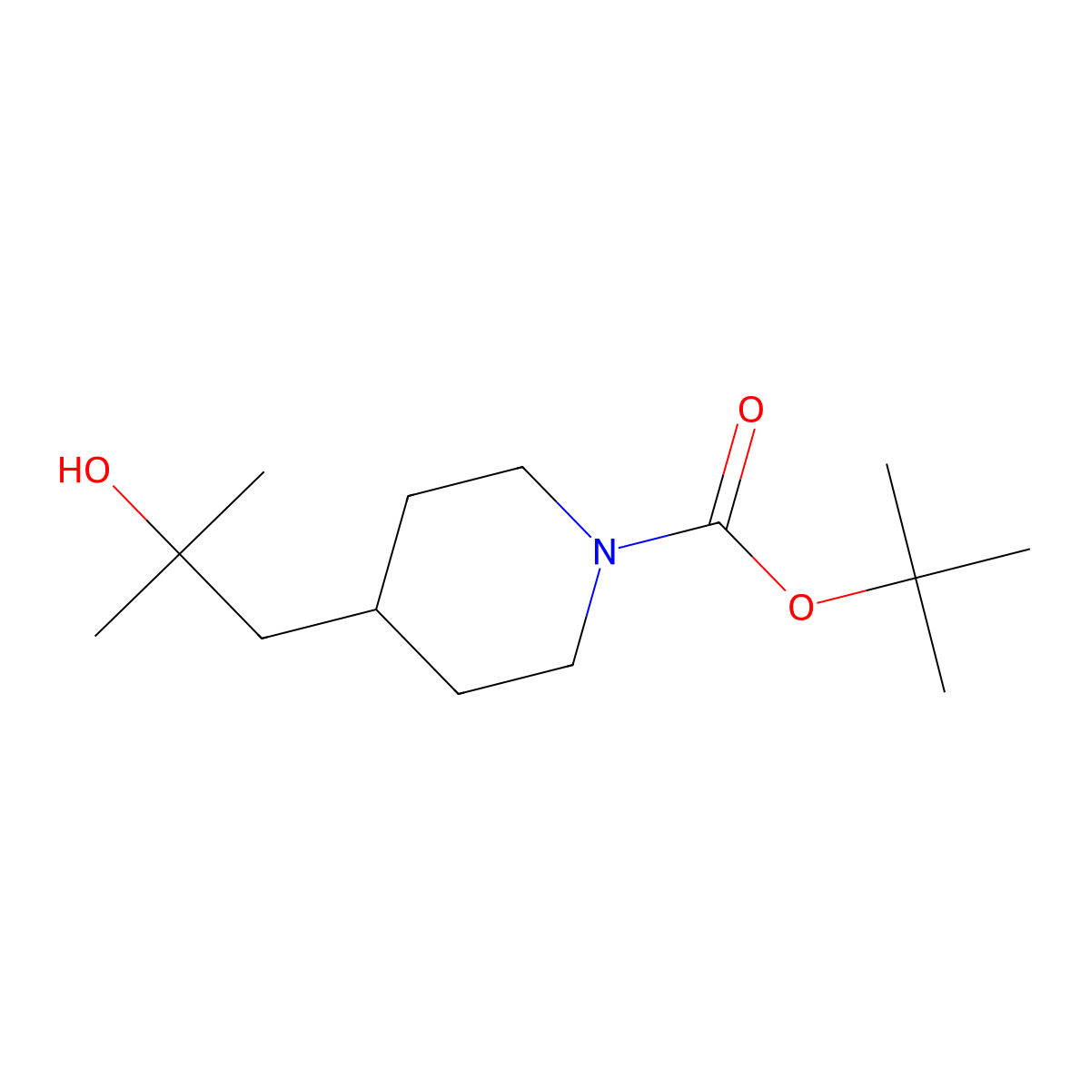 Tert-butyl 4-(2-hydroxy-2-methylpropyl)piperidine-1-carboxylate molecular structure, CAS 358625-61-3