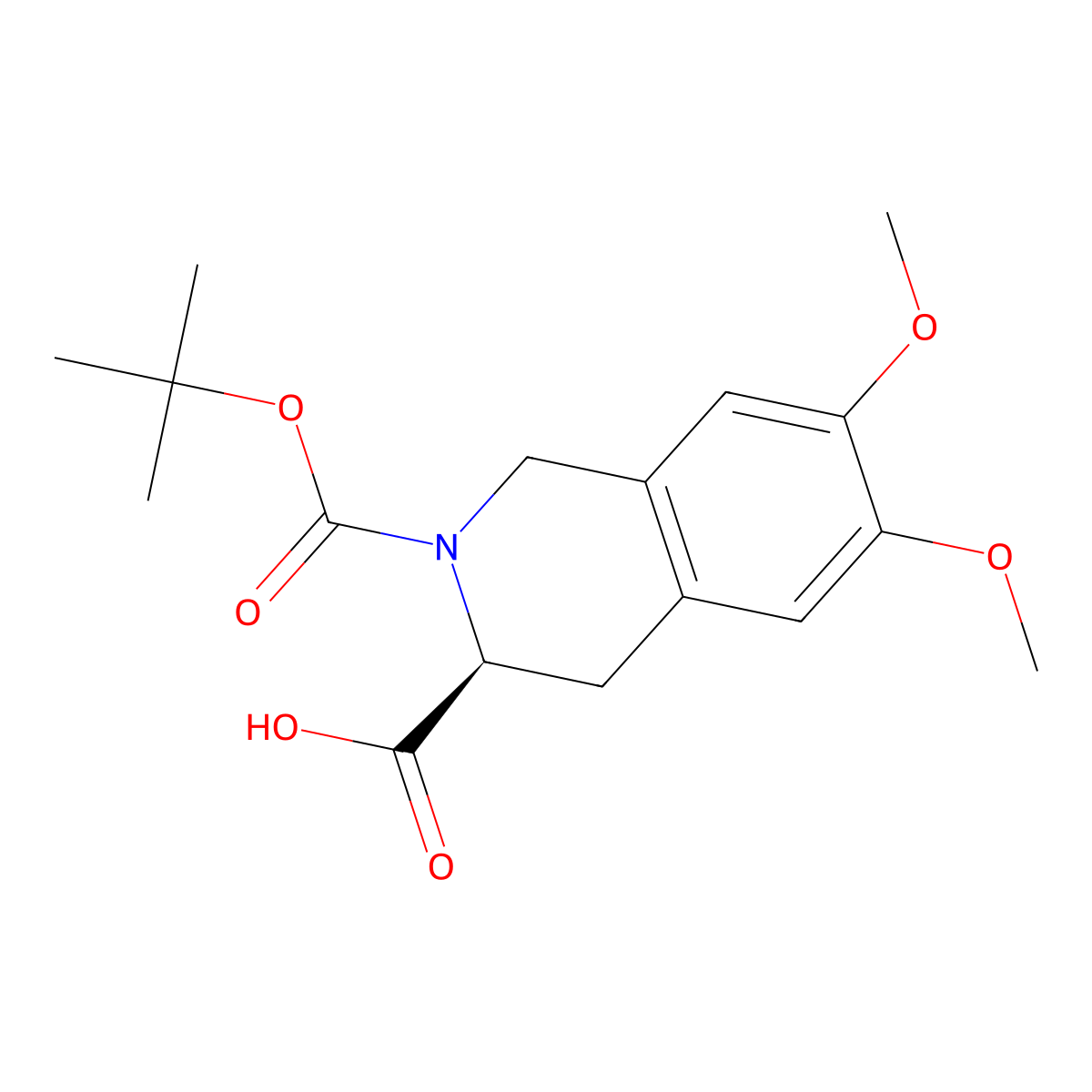 (S)-2-(tert-Butoxycarbonyl)-6,7-dimethoxy-1,2,3,4-tetrahydroisoquinoline-3-carboxylic acid molecular structure, CAS 358627-67-5
