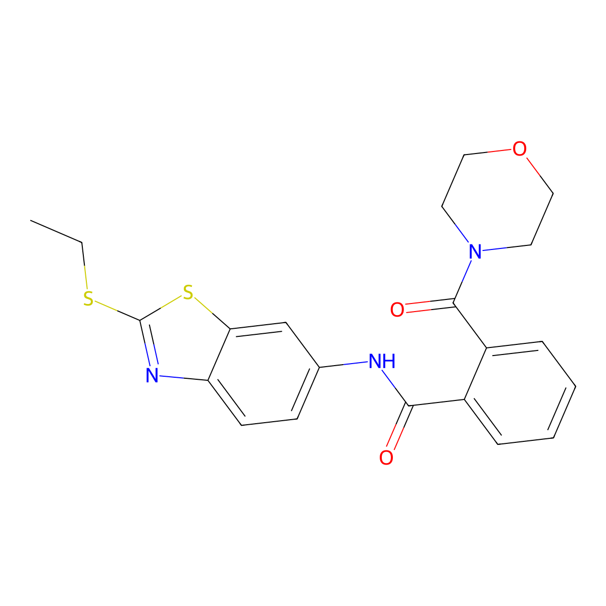 N-(2-ethylsulfanyl-1,3-benzothiazol-6-yl)-2-(morpholine-4-carbonyl)benzamide molecular structure, CAS 358637-21-5