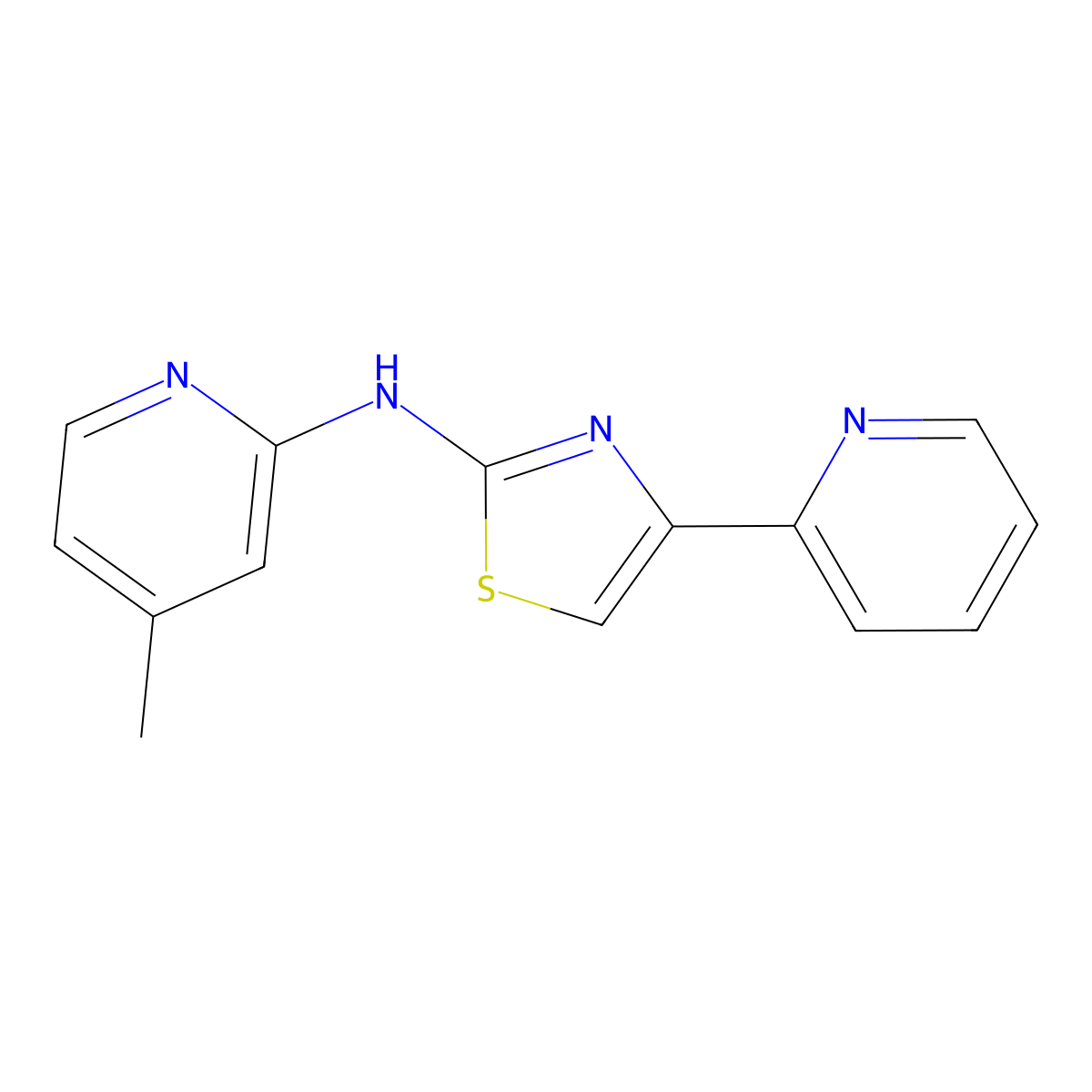N-(4-methylpyridin-2-yl)-4-(pyridin-2-yl)thiazol-2-amine molecular structure, CAS 35865-11-3