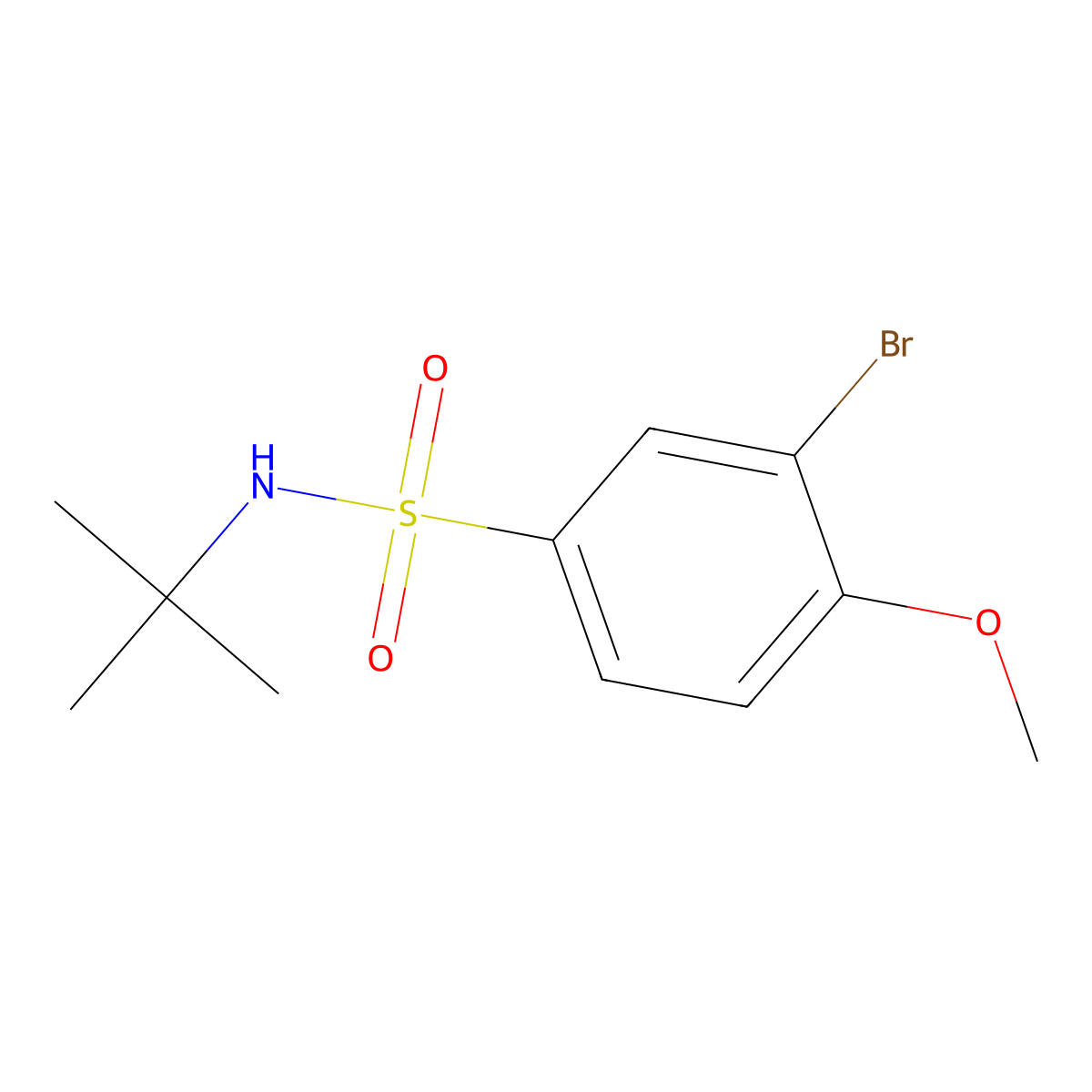3-bromo-N-(tert-butyl)-4-methoxybenzenesulfonamide molecular structure, CAS 358665-60-8