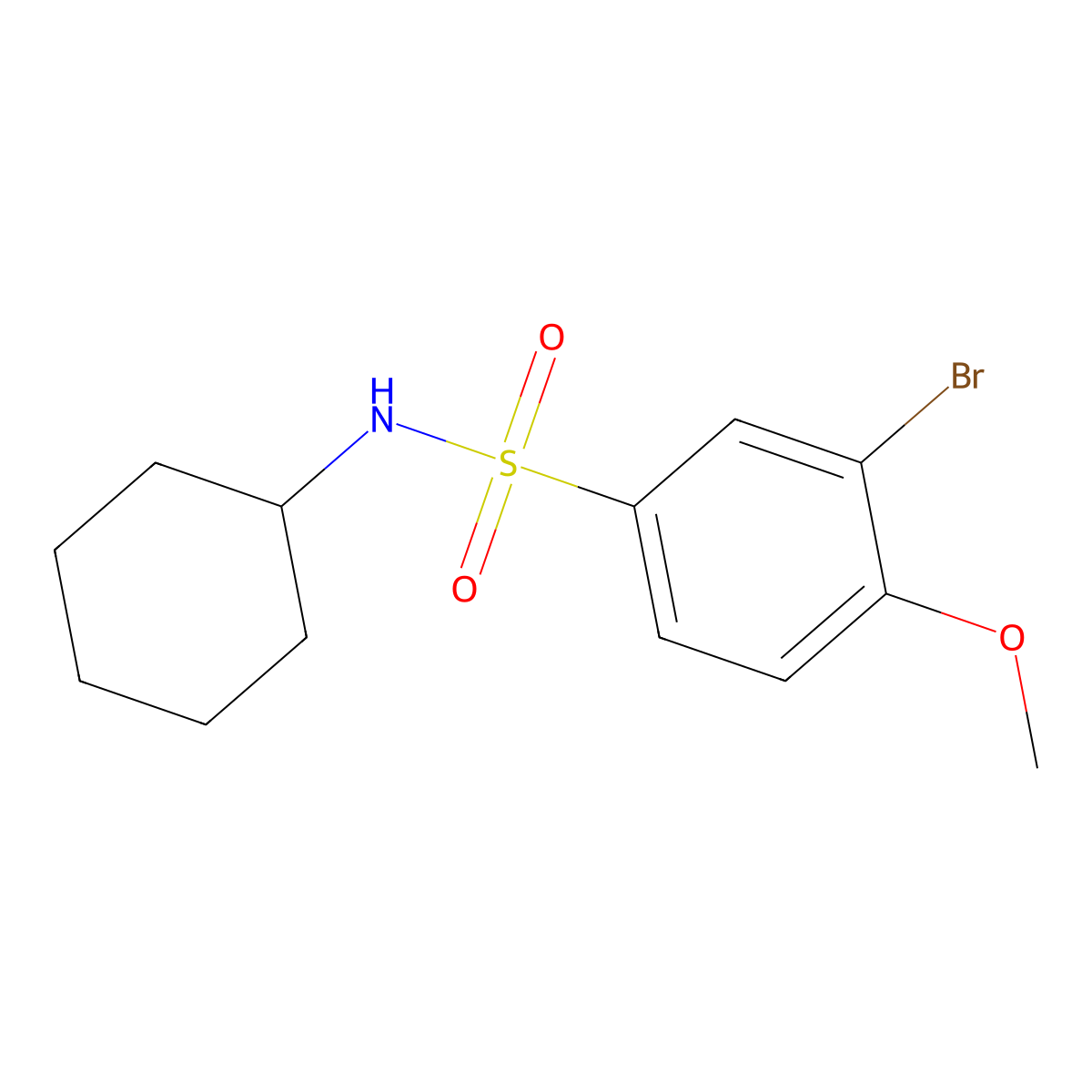 3-bromo-N-cyclohexyl-4-methoxybenzenesulfonamide molecular structure, CAS 358665-66-4