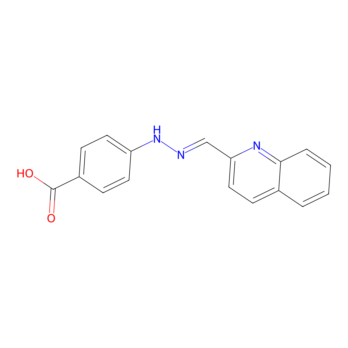 4-[(E)-2-(quinolin-2-ylmethylidene)hydrazin-1-yl]benzoic acid molecular structure, CAS 358674-33-6