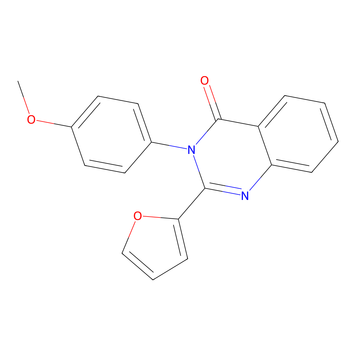 4(3H)-Quinazolinone, 2-(2-furanyl)-3-(4-methoxyphenyl)- molecular structure, CAS 35868-41-8