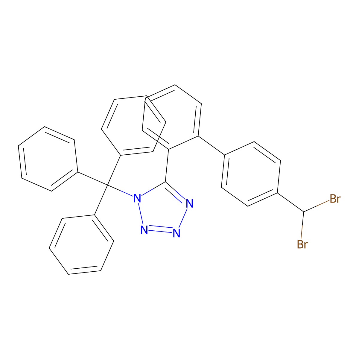5-(4'-(Dibromomethyl)-[1,1'-biphenyl]-2-yl)-1-trityl-1H-tetrazole molecular structure, CAS 358685-13-9