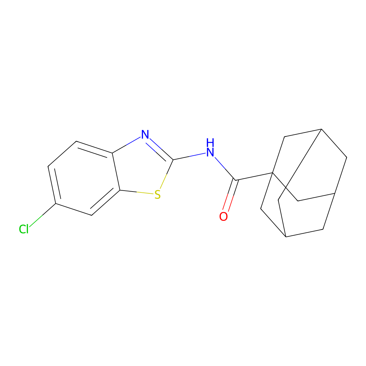 N-(6-chloro-1,3-benzothiazol-2-yl)adamantane-1-carboxamide molecular structure, CAS 35871-26-2