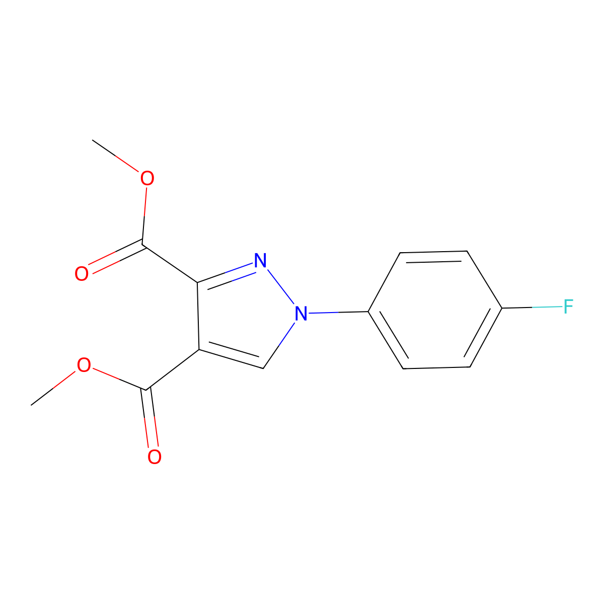 dimethyl 1-(4-fluorophenyl)-1H-pyrazole-3,4-dicarboxylate molecular structure, CAS 358723-11-2
