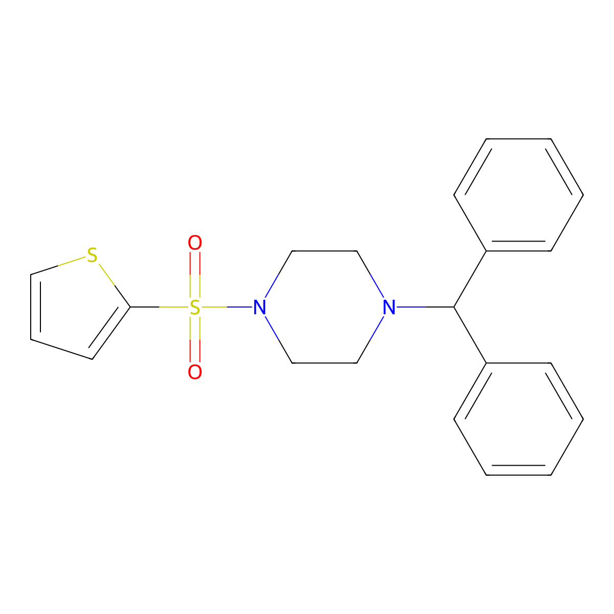 1-Benzhydryl-4-thiophen-2-ylsulfonylpiperazine molecular structure, CAS 358725-22-1