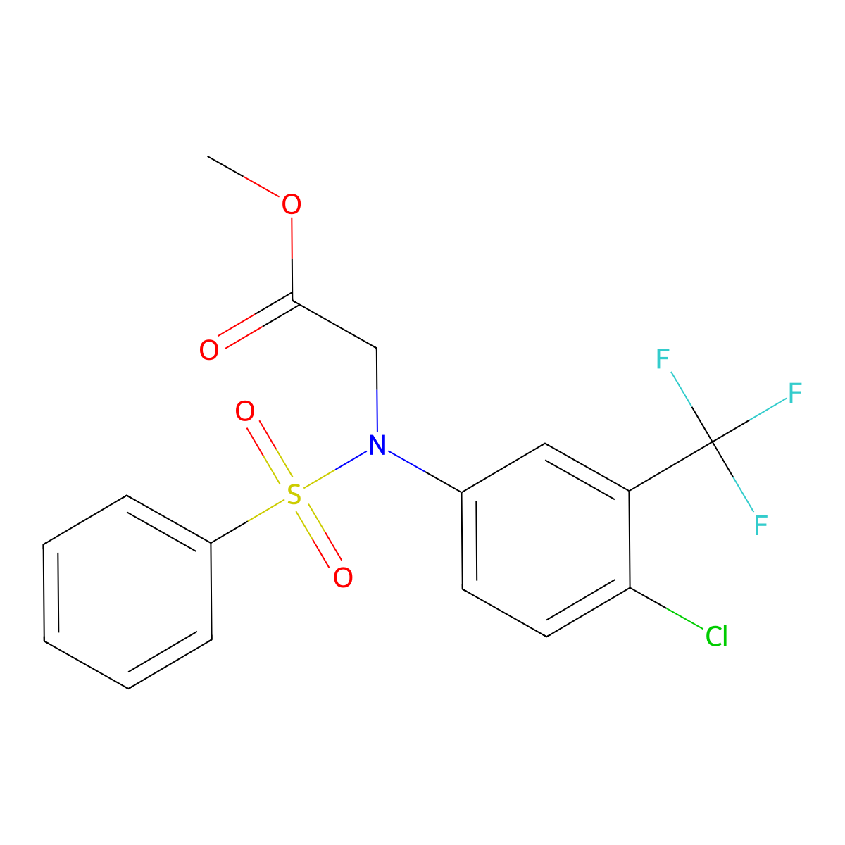 methyl N-[4-chloro-3-(trifluoromethyl)phenyl]-N-(phenylsulfonyl)glycinate molecular structure, CAS 358727-30-7
