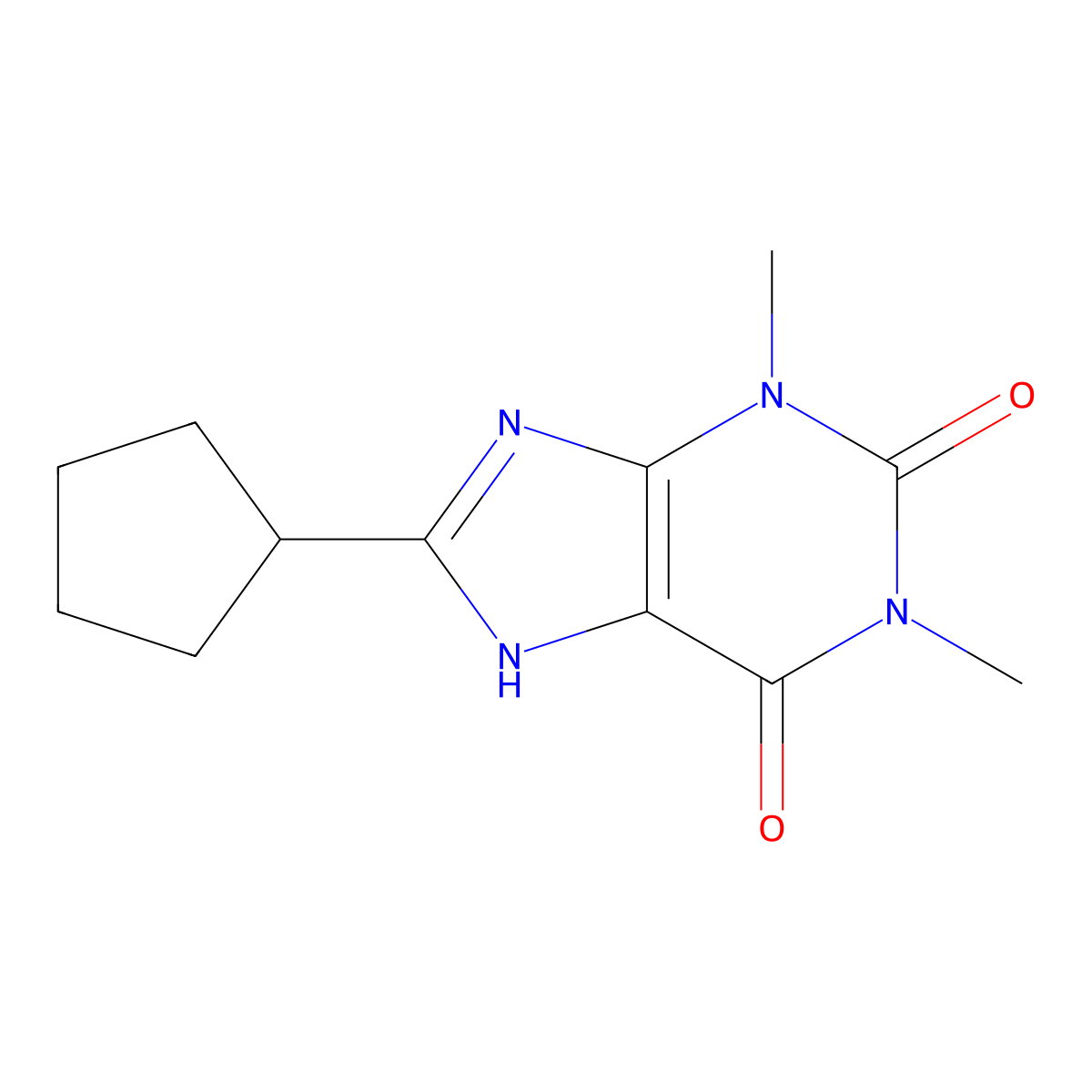 8-Cyclopentyltheophylline molecular structure, CAS 35873-49-5
