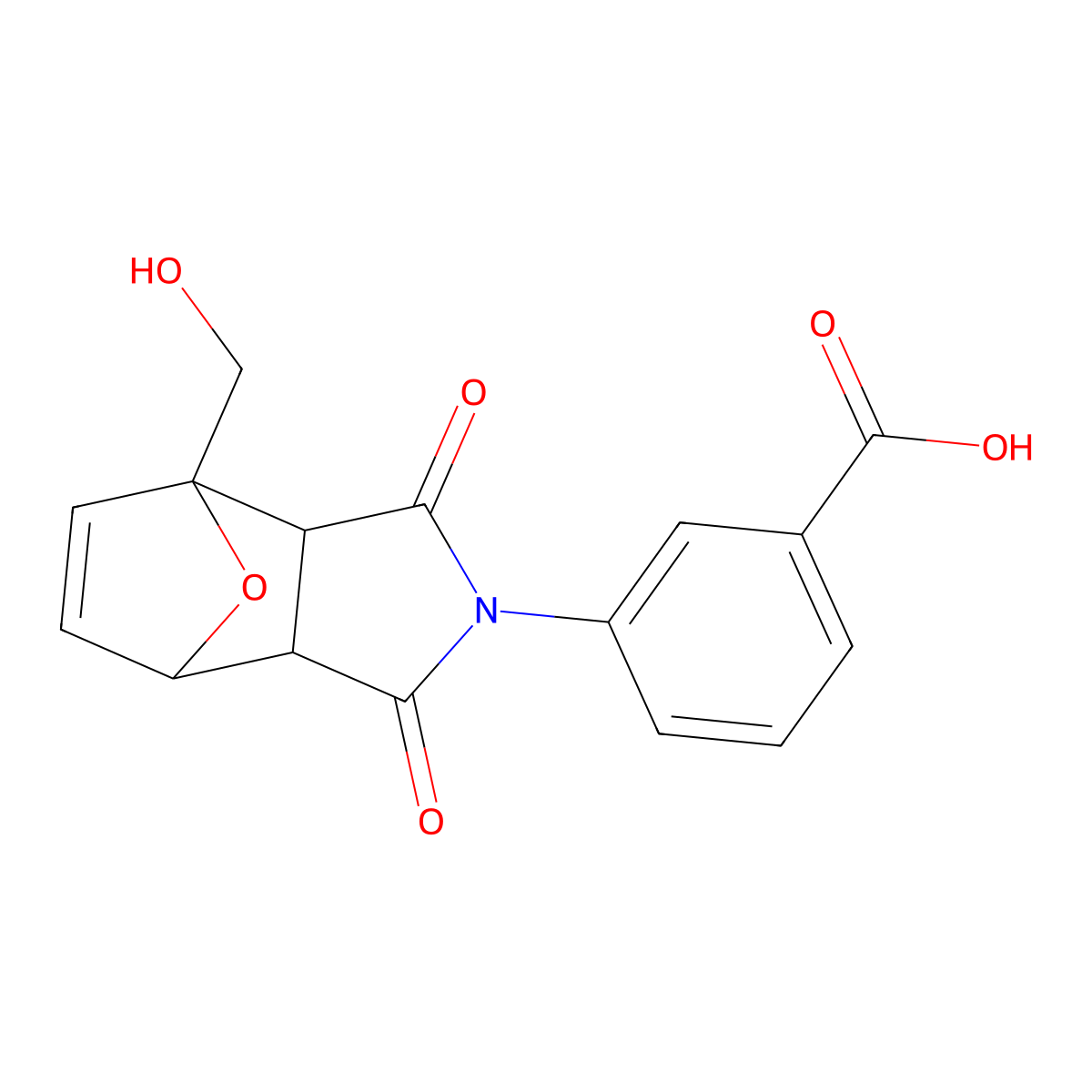 3-[4-(hydroxymethyl)-1,3-dioxo-1,3,3a,4,7,7a-hexahydro-2H-4,7-epoxyisoindol-2-yl]benzoic acid molecular structure, CAS 358731-38-1