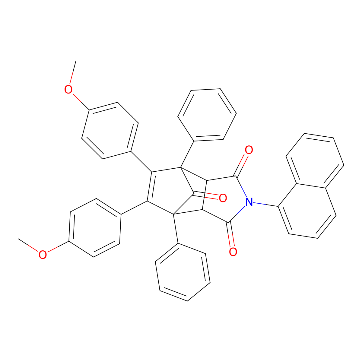 8,9-Bis(4-methoxyphenyl)-4-(1-naphthyl)-1,7-diphenyl-4-azatricyclo[5.2.1.0~2,6~]dec-8-ene-3,5,10-trione molecular structure, CAS 358731-48-3