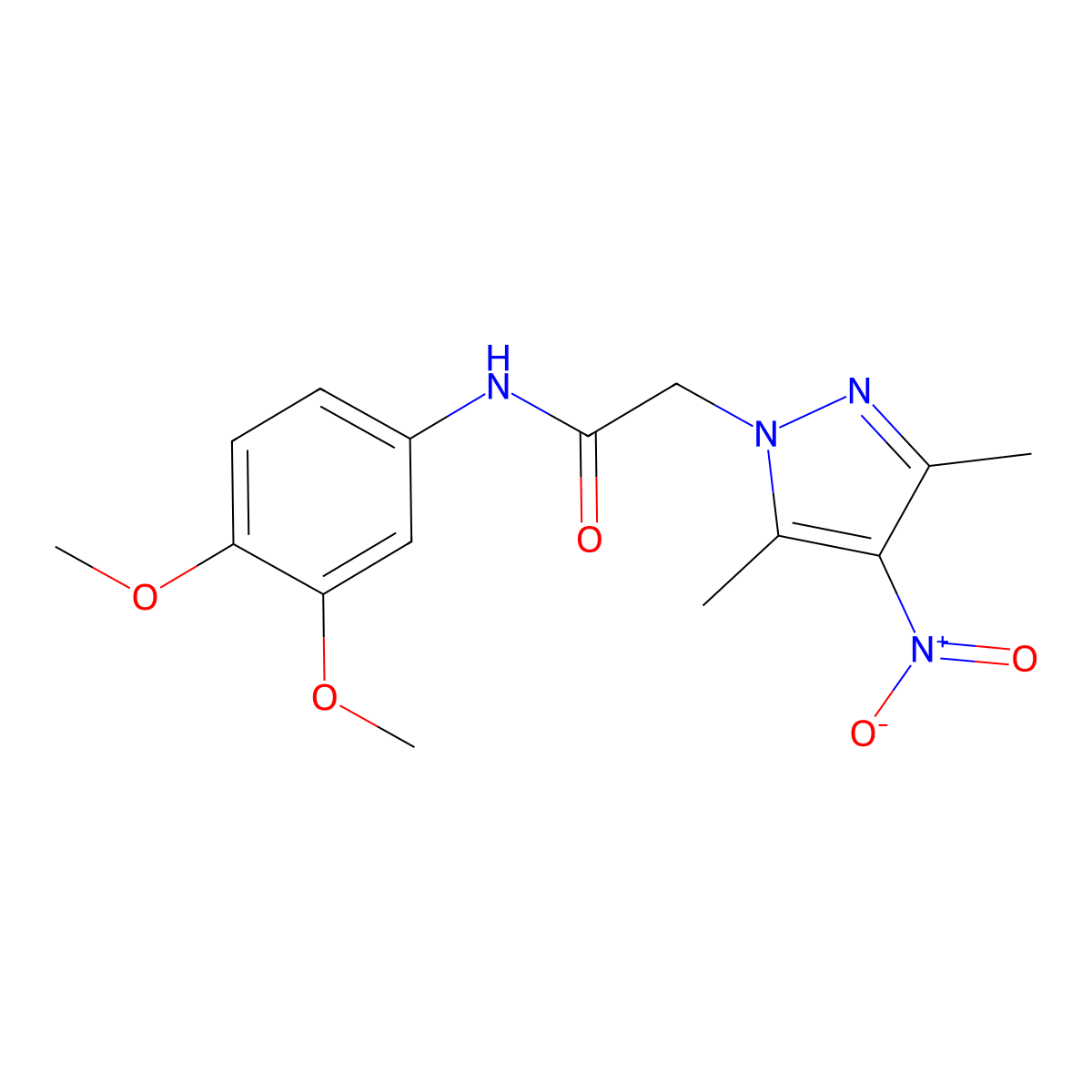 N-(3,4-dimethoxyphenyl)-2-(3,5-dimethyl-4-nitro-1H-pyrazol-1-yl)acetamide molecular structure, CAS 358731-84-7