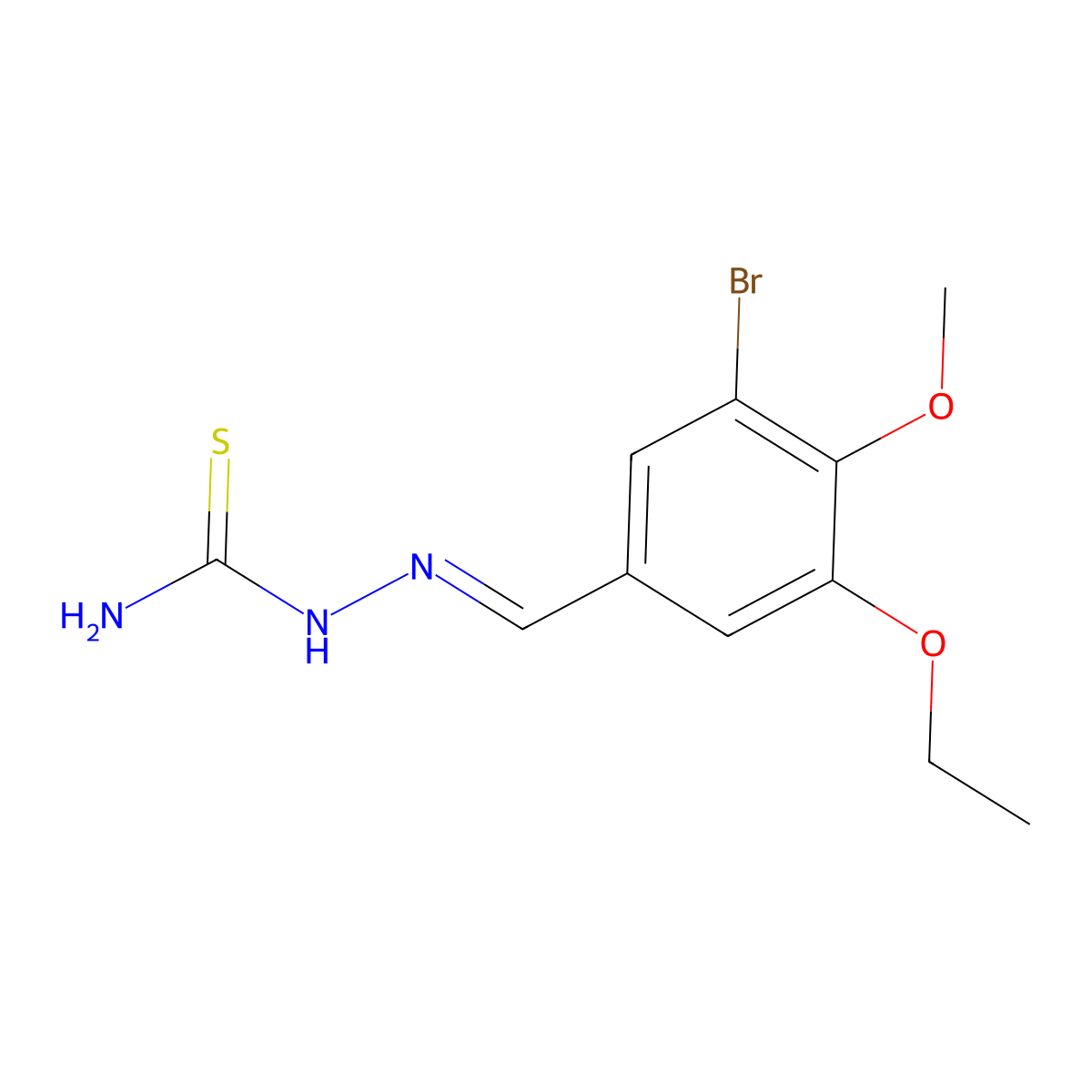 [(3-Bromo-5-ethoxy-4-methoxyphenyl)methylideneamino]thiourea molecular structure, CAS 358734-70-0
