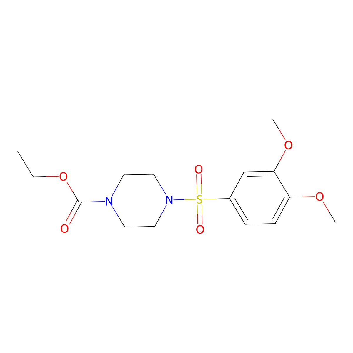 4-(3,4-Dimethoxy-benzenesulfonyl)-piperazine-1-carboxylic acid ethyl ester molecular structure, CAS 358736-17-1