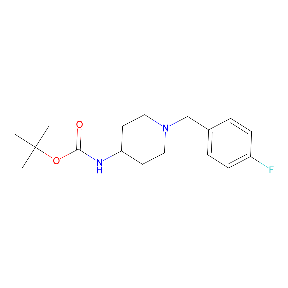 tert-Butyl 1-(4-fluorobenzyl)piperidin-4-ylcarbamate molecular structure, CAS 358748-21-7