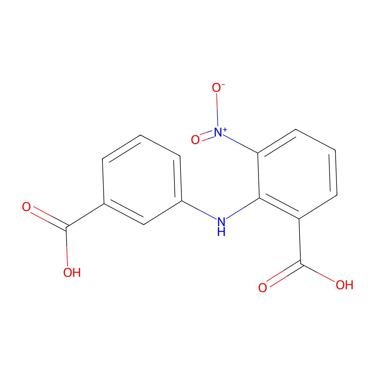 Benzoic acid, 2-((3-carboxyphenyl)amino)-3-nitro- molecular structure, CAS 35875-16-2