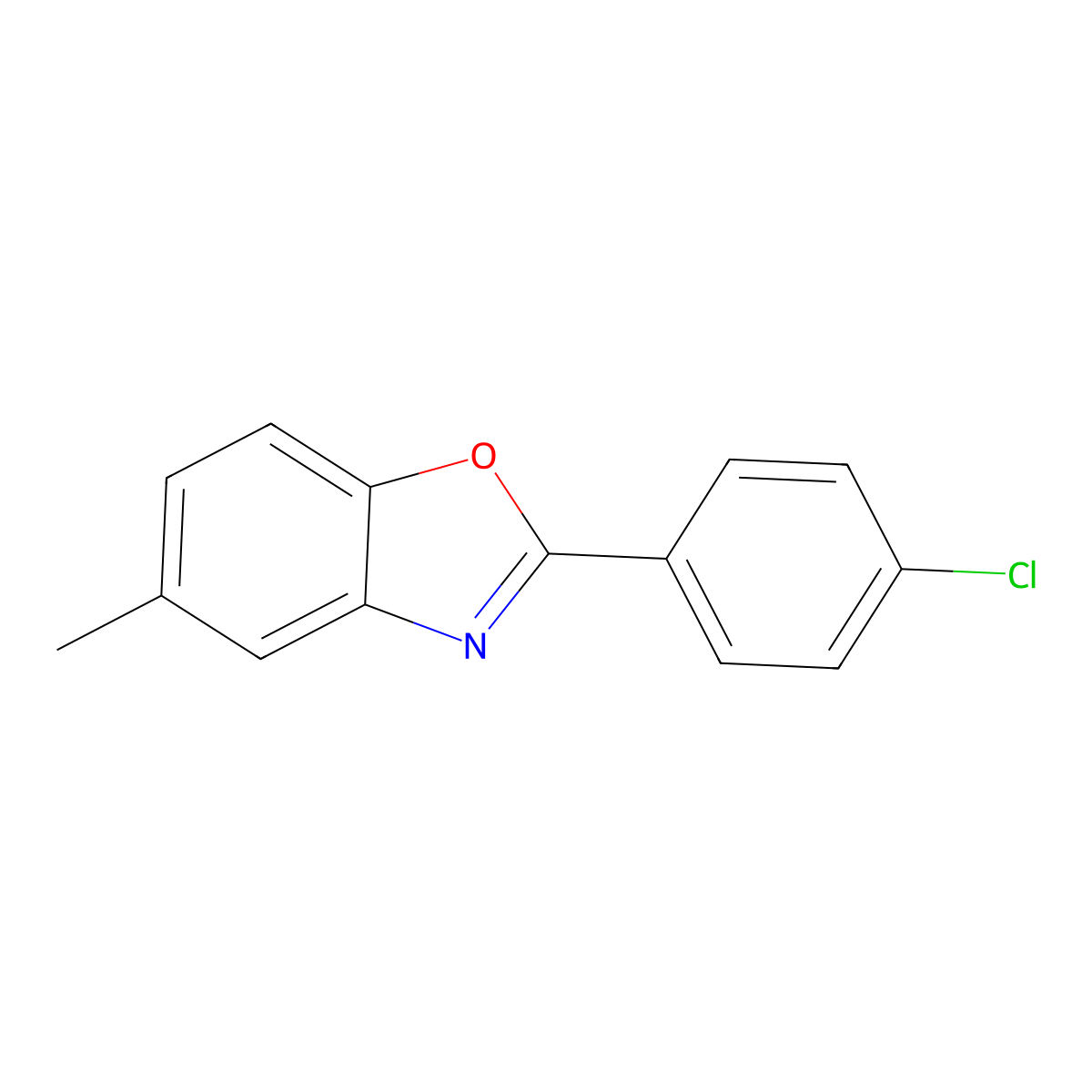 2-(4-Chlorophenyl)-5-methyl-1,3-benzoxazole molecular structure, CAS 35875-75-3