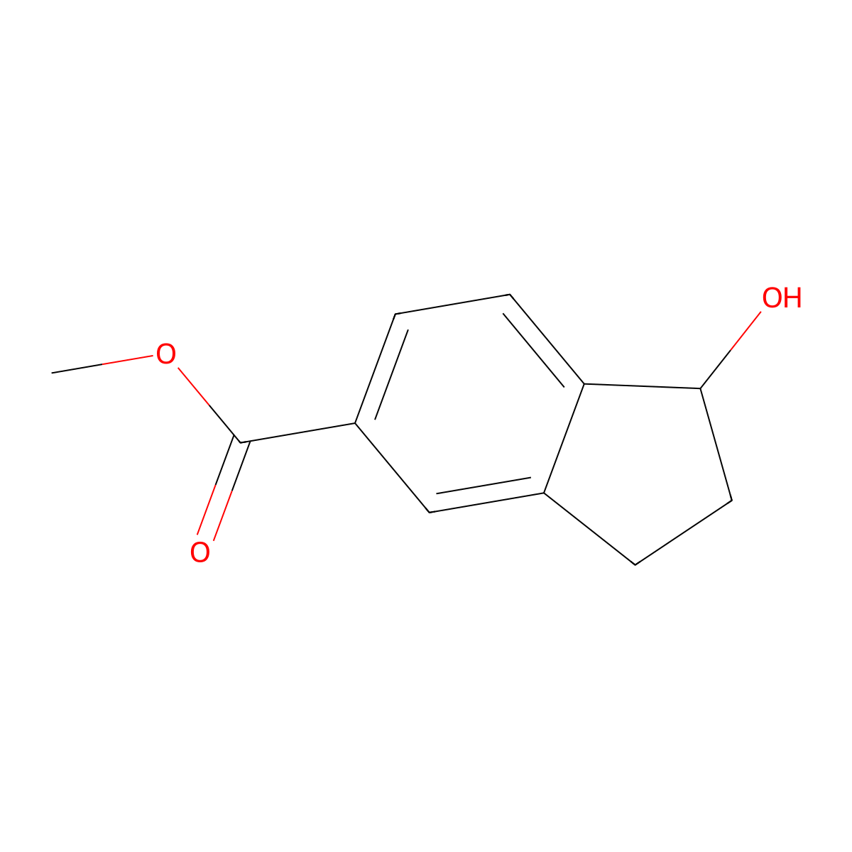Methyl 2,3-dihydro-1-hydroxy-1H-indene-5-carboxylate molecular structure, CAS 358751-18-5
