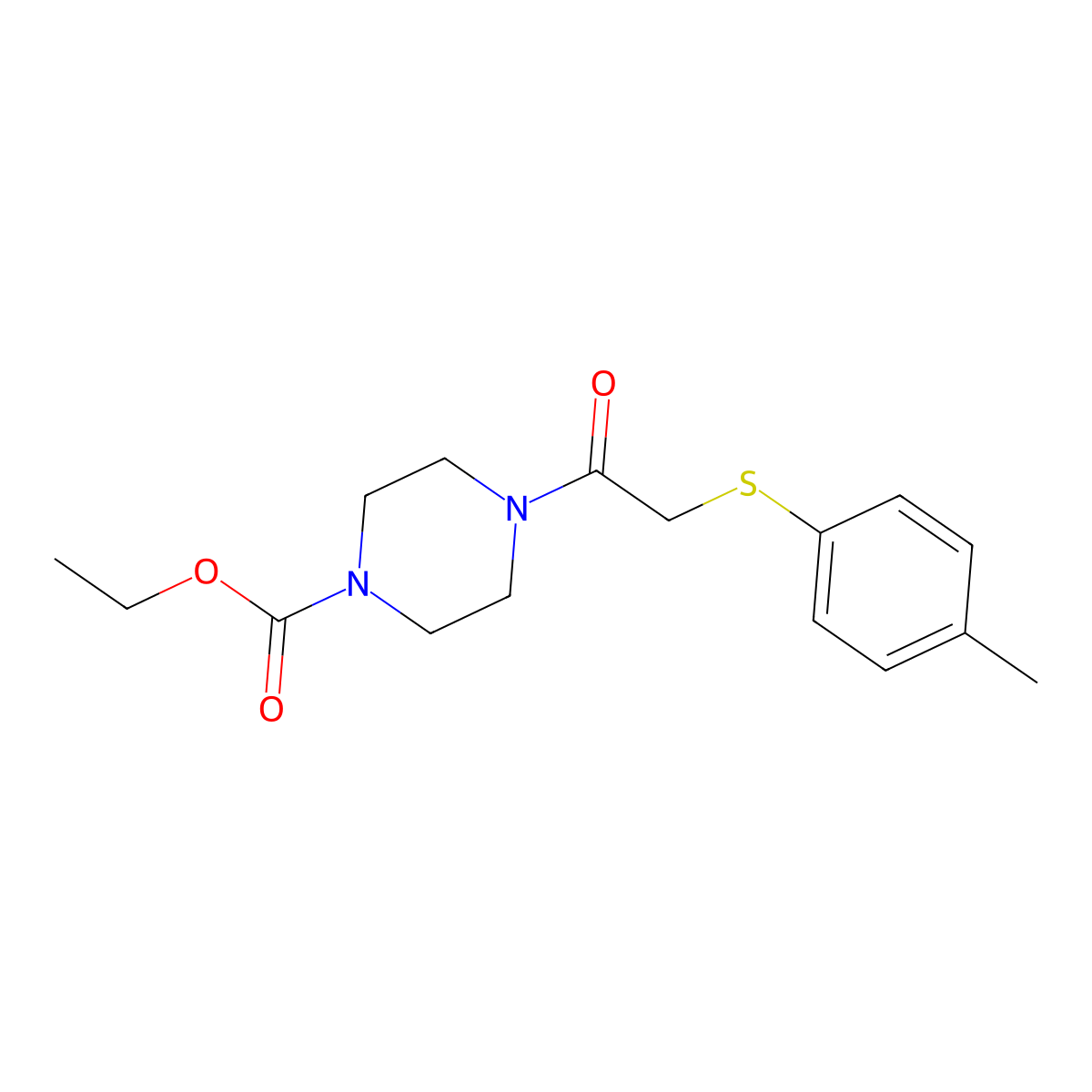 Ethyl 4-(2-(p-tolylthio)acetyl)piperazine-1-carboxylate molecular structure, CAS 358755-58-5