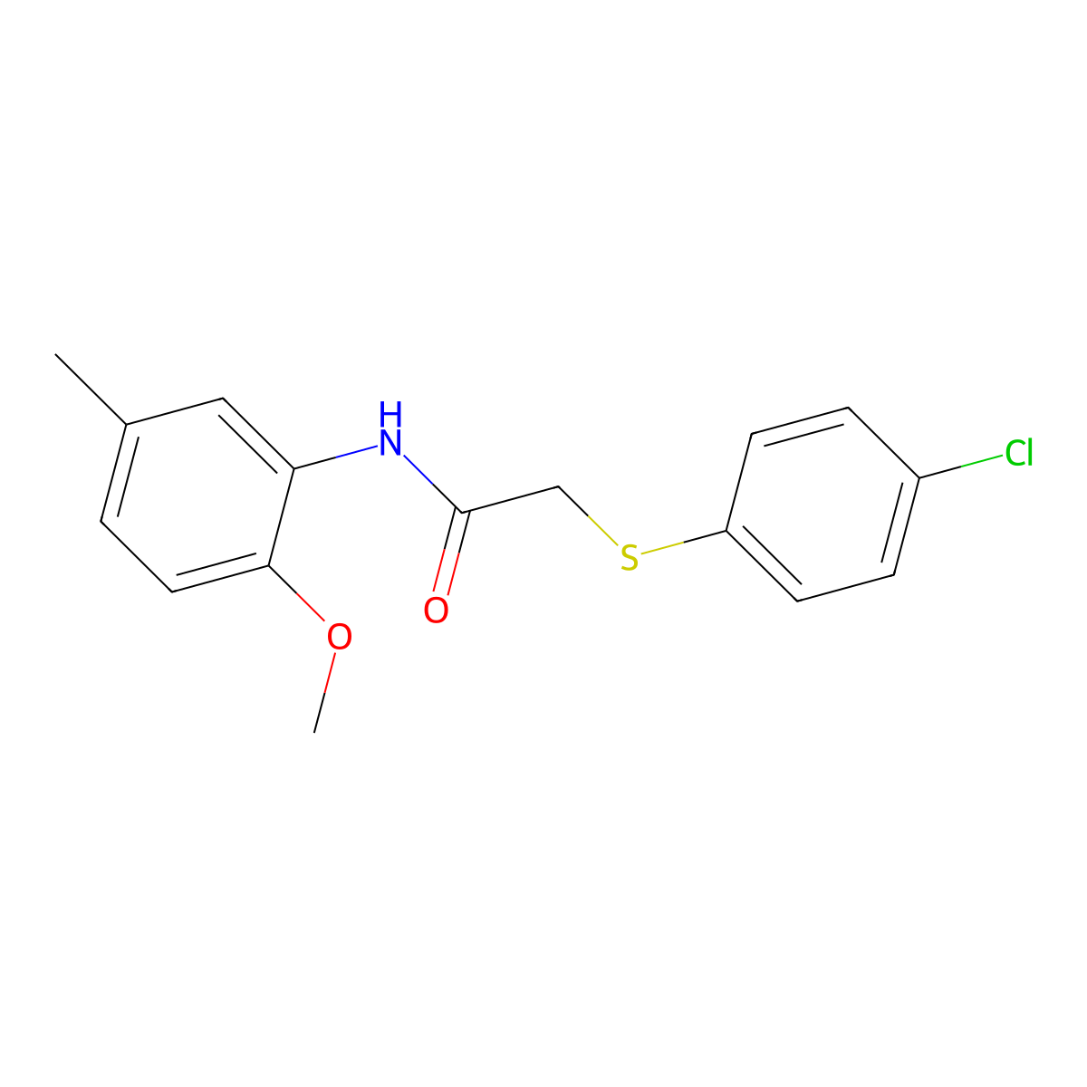 2-(4-chlorophenyl)sulfanyl-N-(2-methoxy-5-methylphenyl)acetamide molecular structure, CAS 358757-83-2