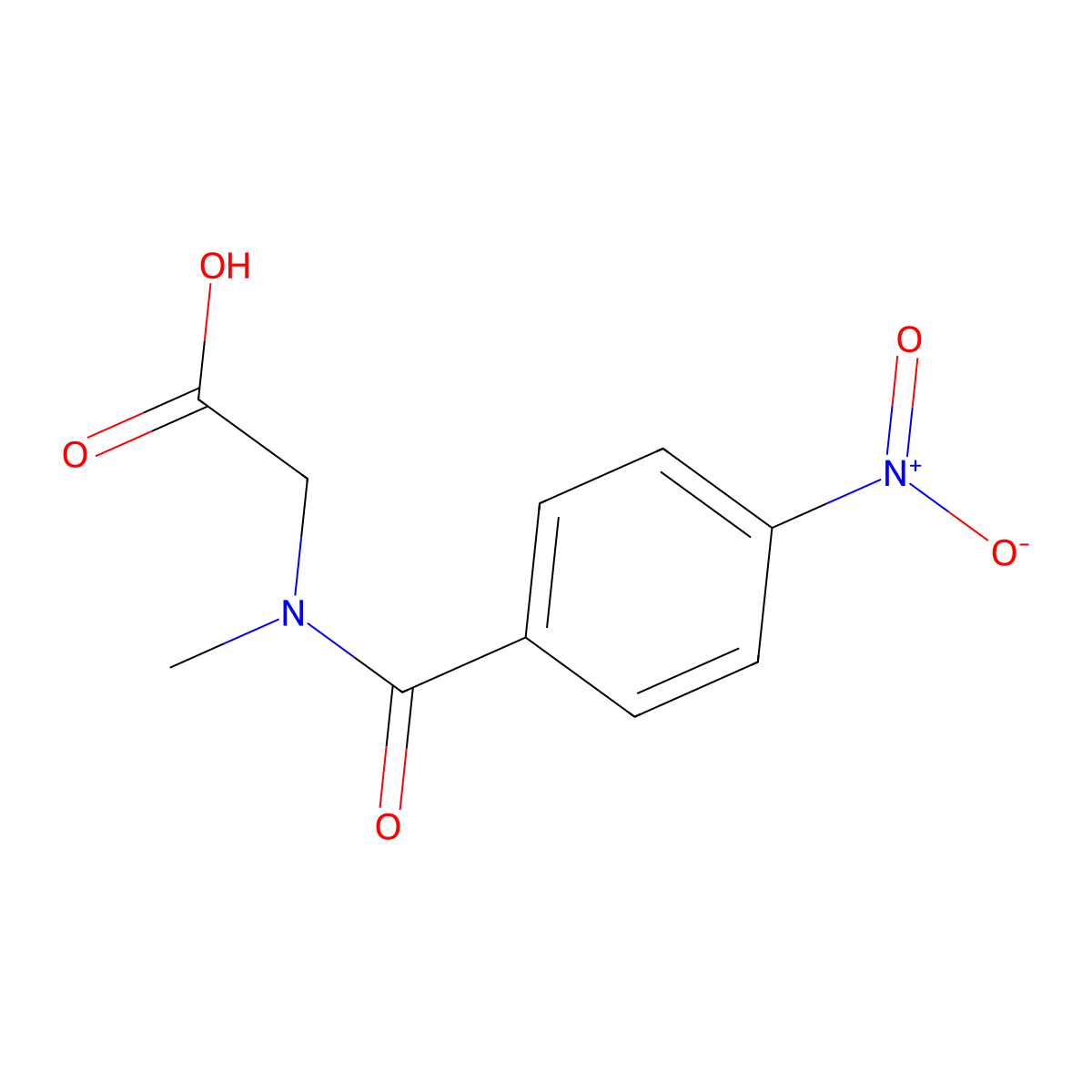 (N-Methyl-4-nitrobenzamido)ethanoic acid molecular structure, CAS 35876-37-0
