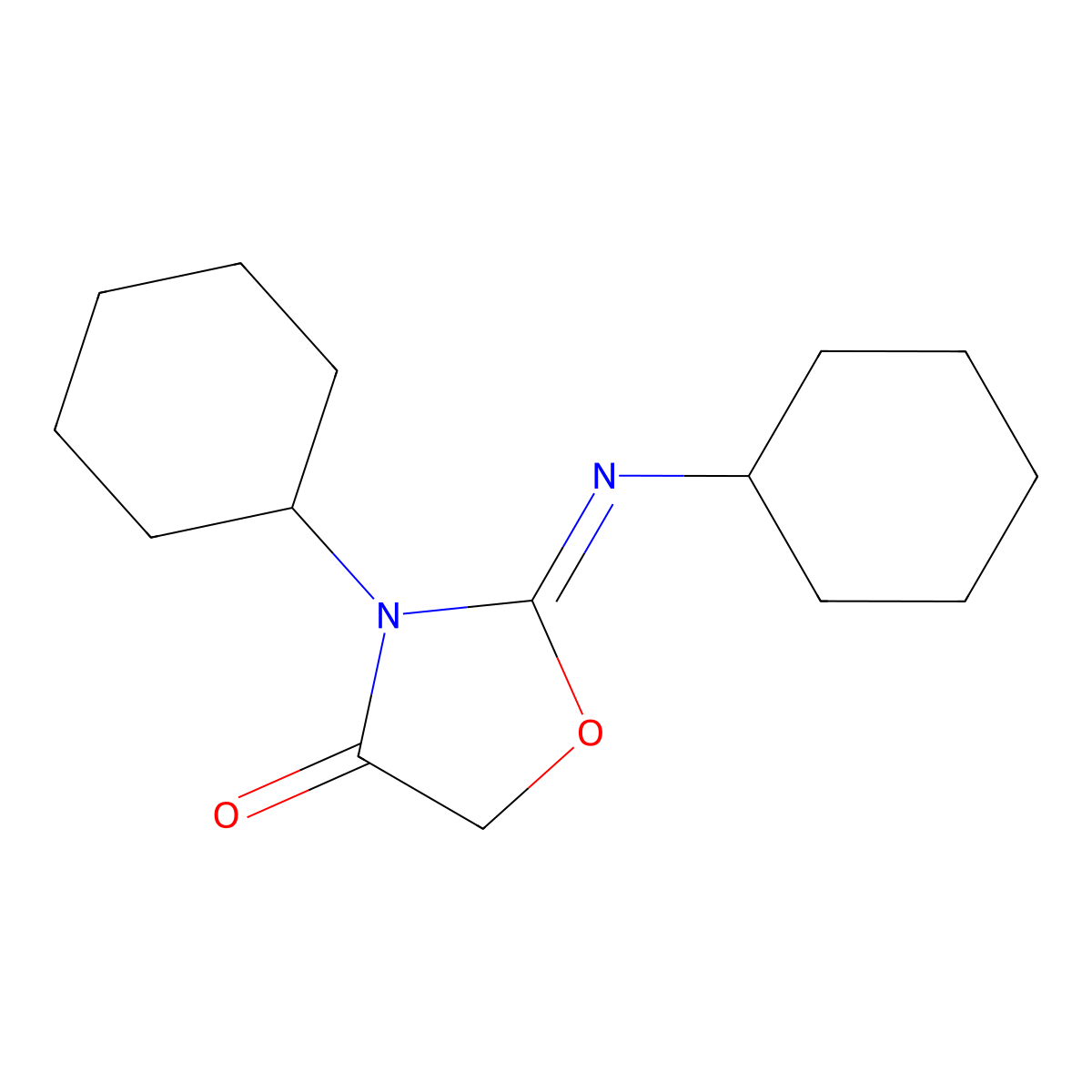 3-Cyclohexyl-2-(cyclohexylimino)-4-oxazolidinone molecular structure, CAS 35877-42-0