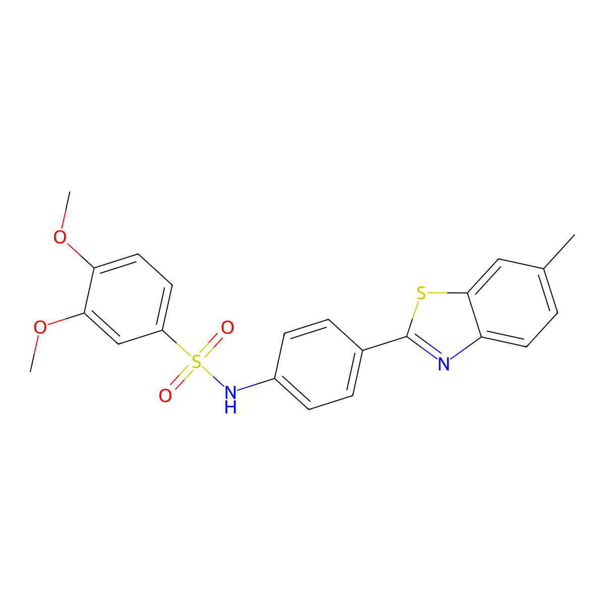 [(3,4-Dimethoxyphenyl)sulfonyl][4-(6-methylbenzothiazol-2-yl)phenyl]amine molecular structure, CAS 358772-95-9