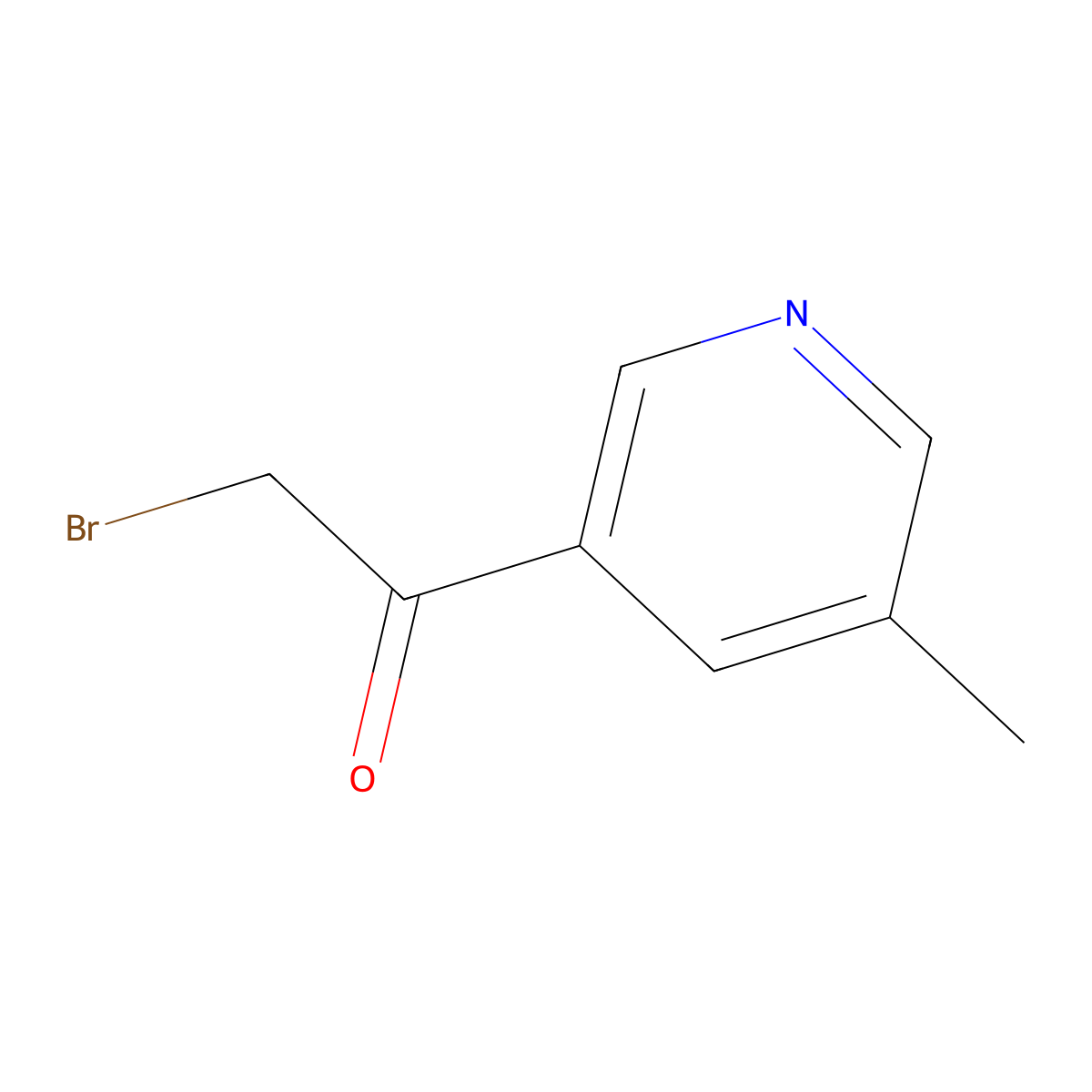 2-Bromo-1-(5-methylpyridin-3-yl)ethan-1-one molecular structure, CAS 358780-25-3