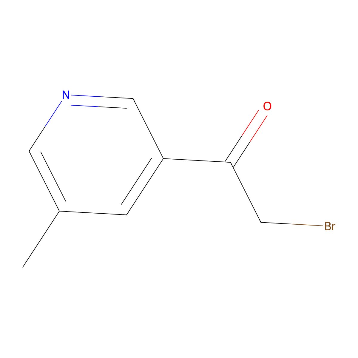 2-Bromo-1-(5-methylpyridin-3-yl)ethan-1-one molecular structure, CAS 358780-25-3