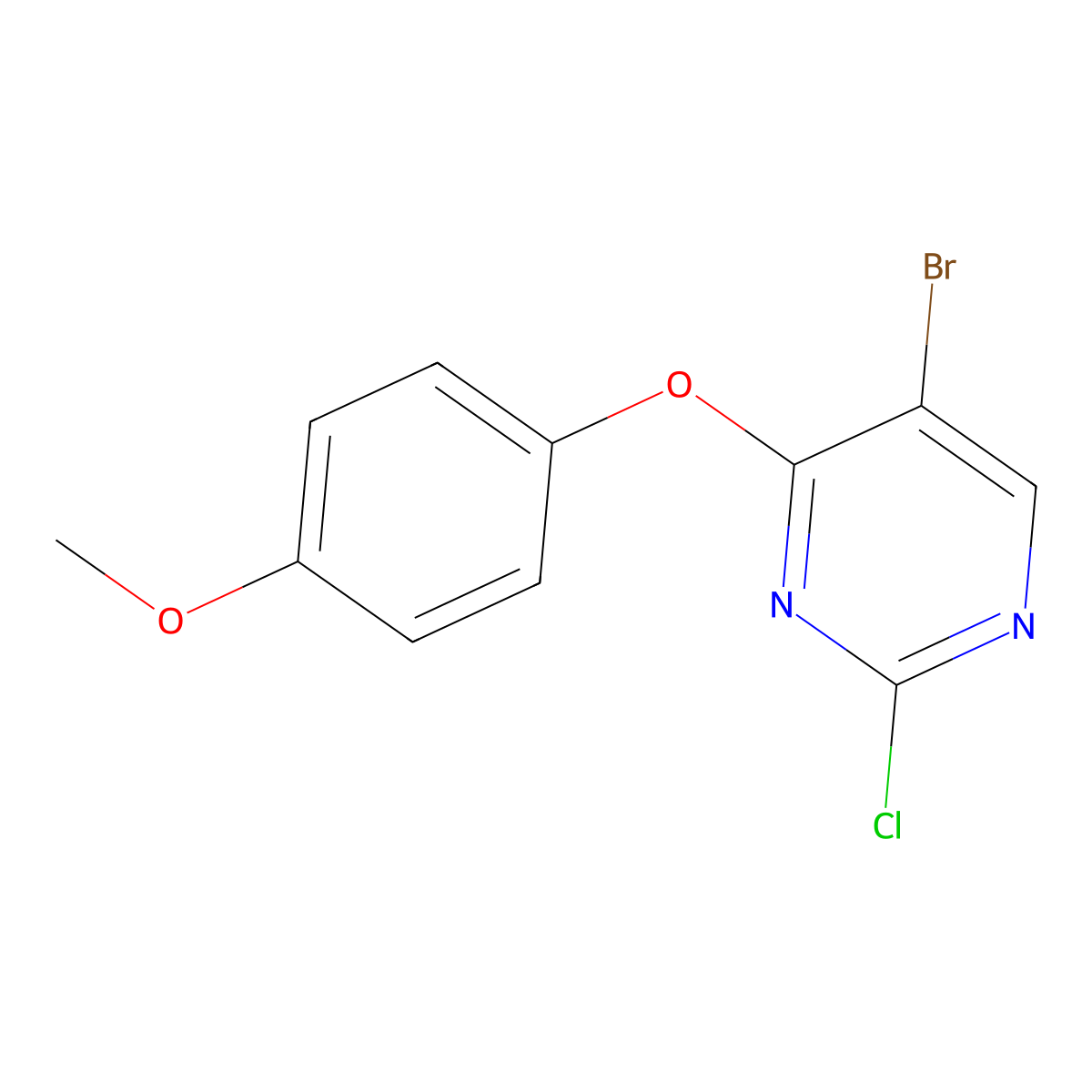 5-Bromo-2-chloro-4-(4-methoxyphenoxy)pyrimidine molecular structure, CAS 358789-15-8